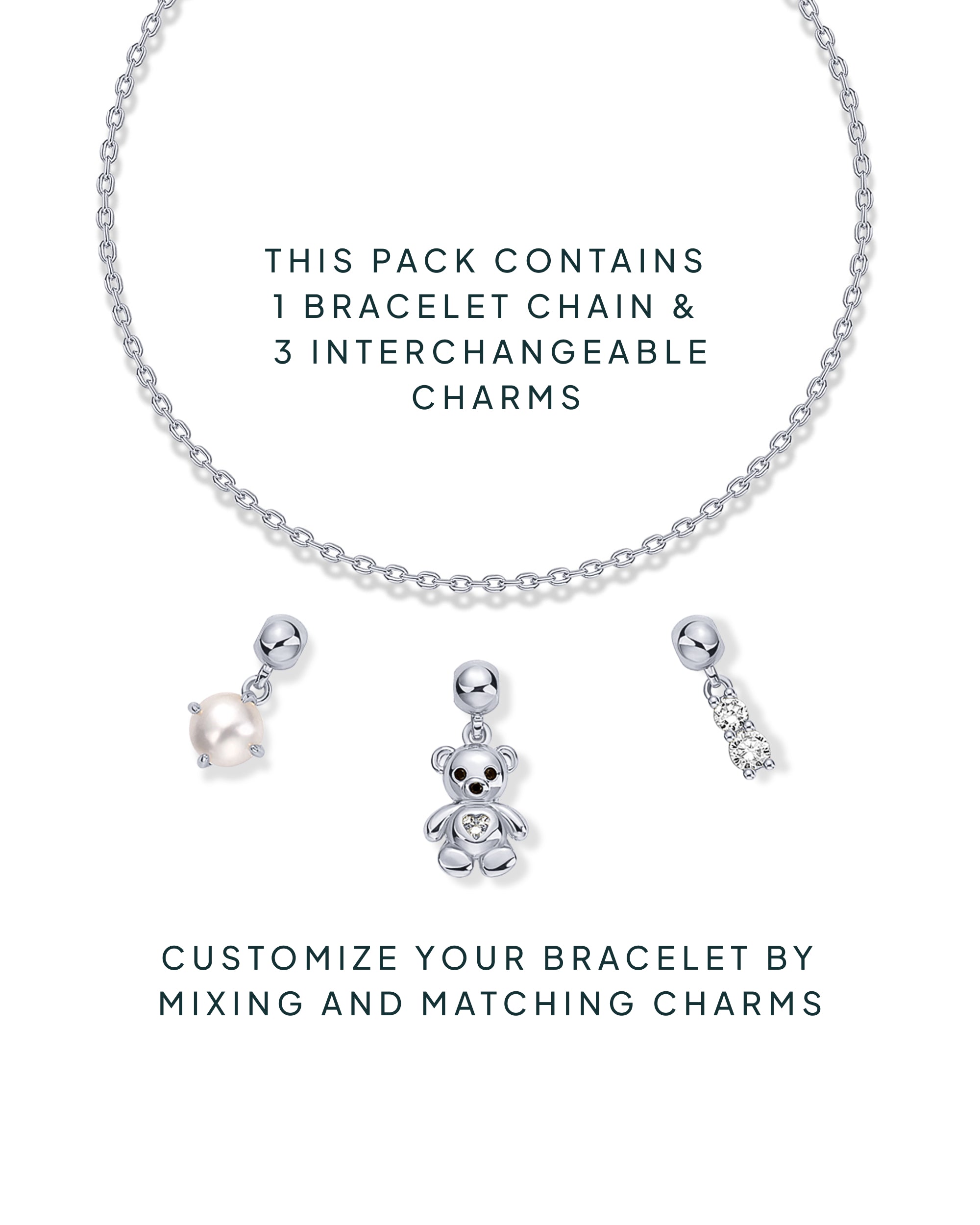 Charm Me Baby – Bear & Pearl Charm Bracelet Set