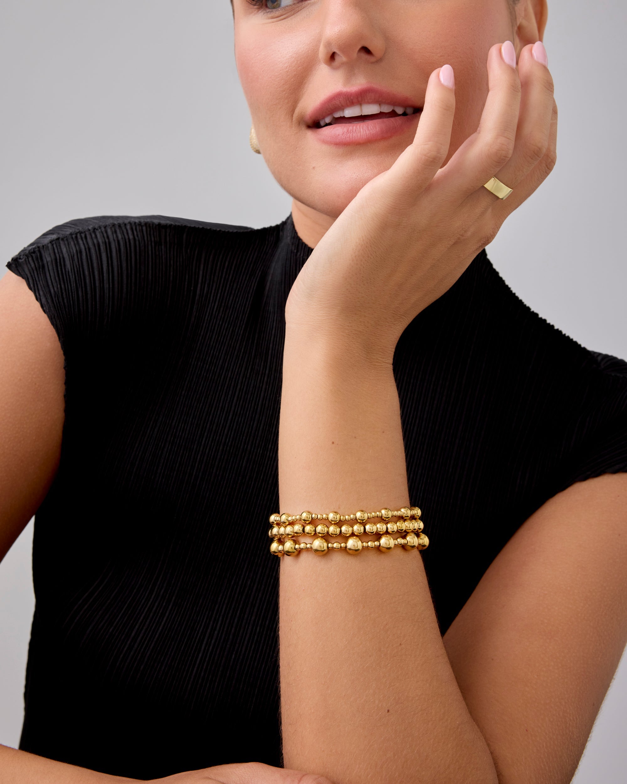 Ball Beaded Bracelet Trio