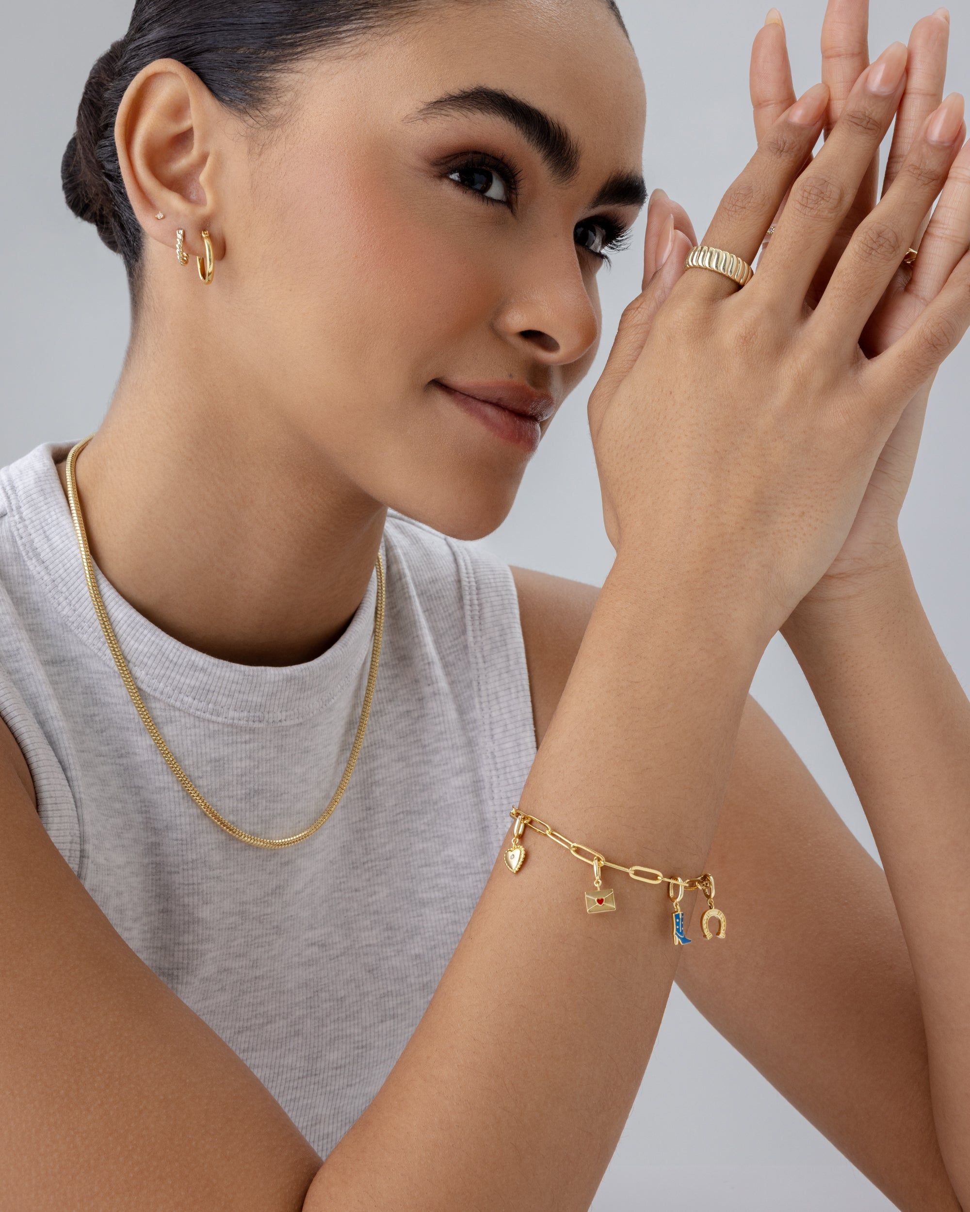 Western Meets Romantic vibes Charm Paperclip Bracelet Set