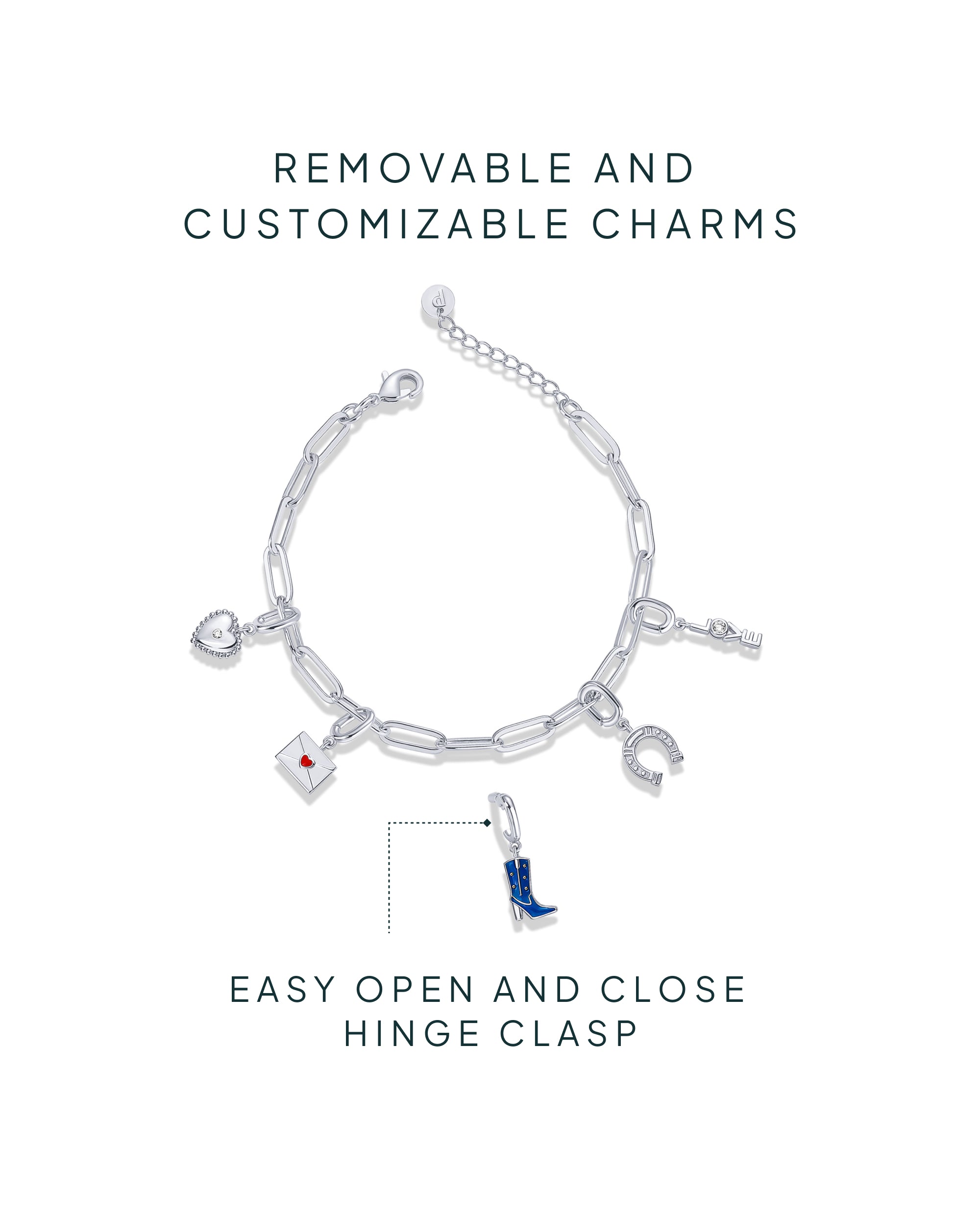 Western Meets Romantic vibes Charm Paperclip Bracelet Set