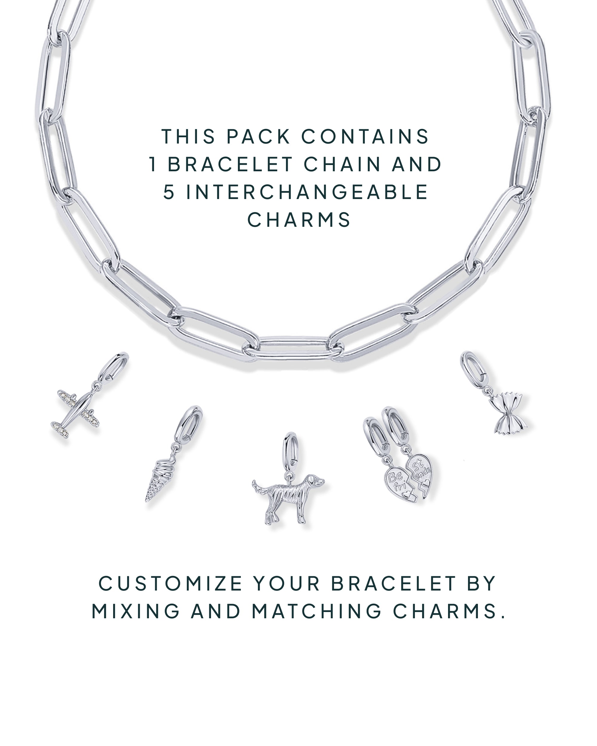 Cherished Connections Charm Paperclip Bracelet Set