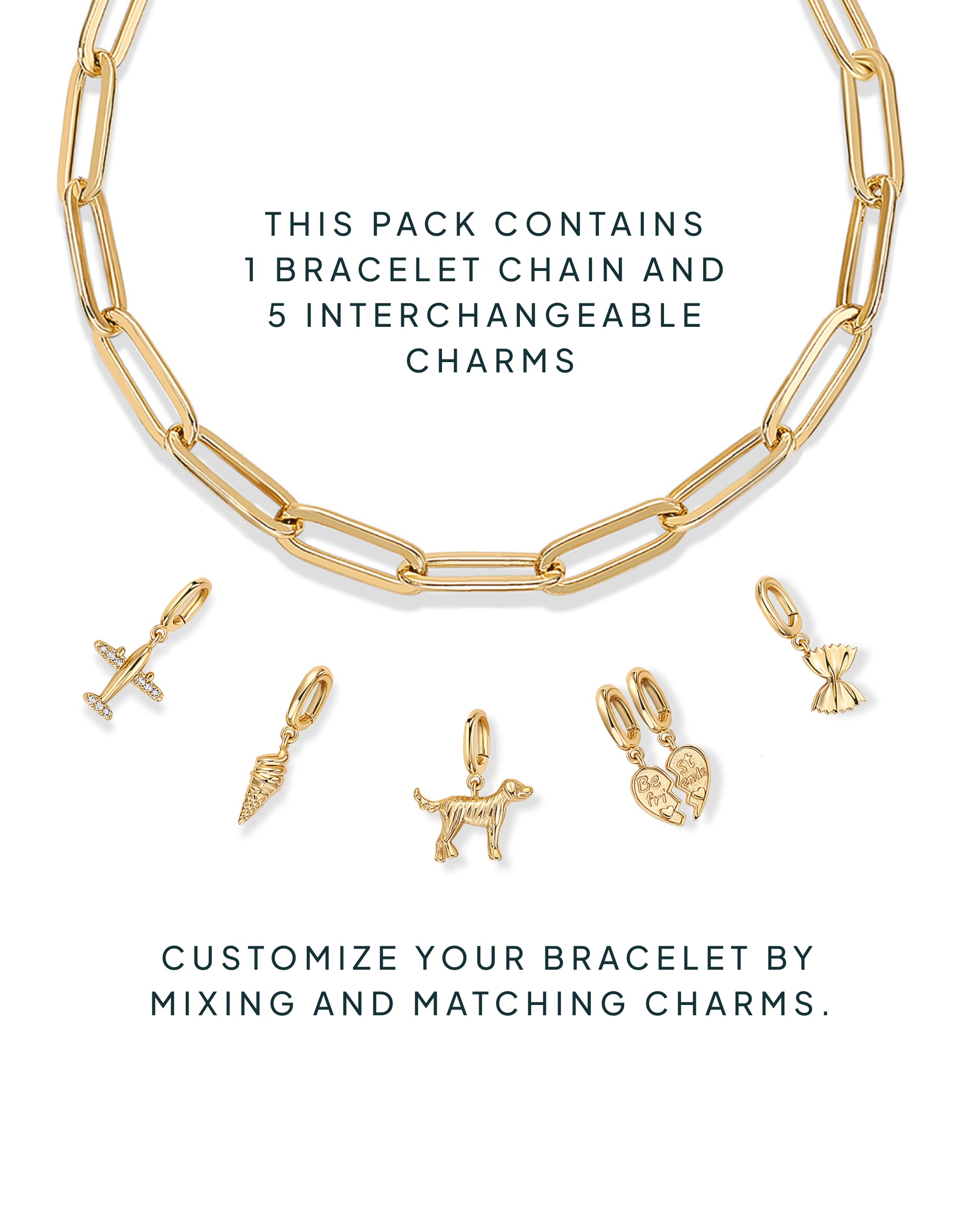 Cherished Connections Charm Paperclip Bracelet Set
