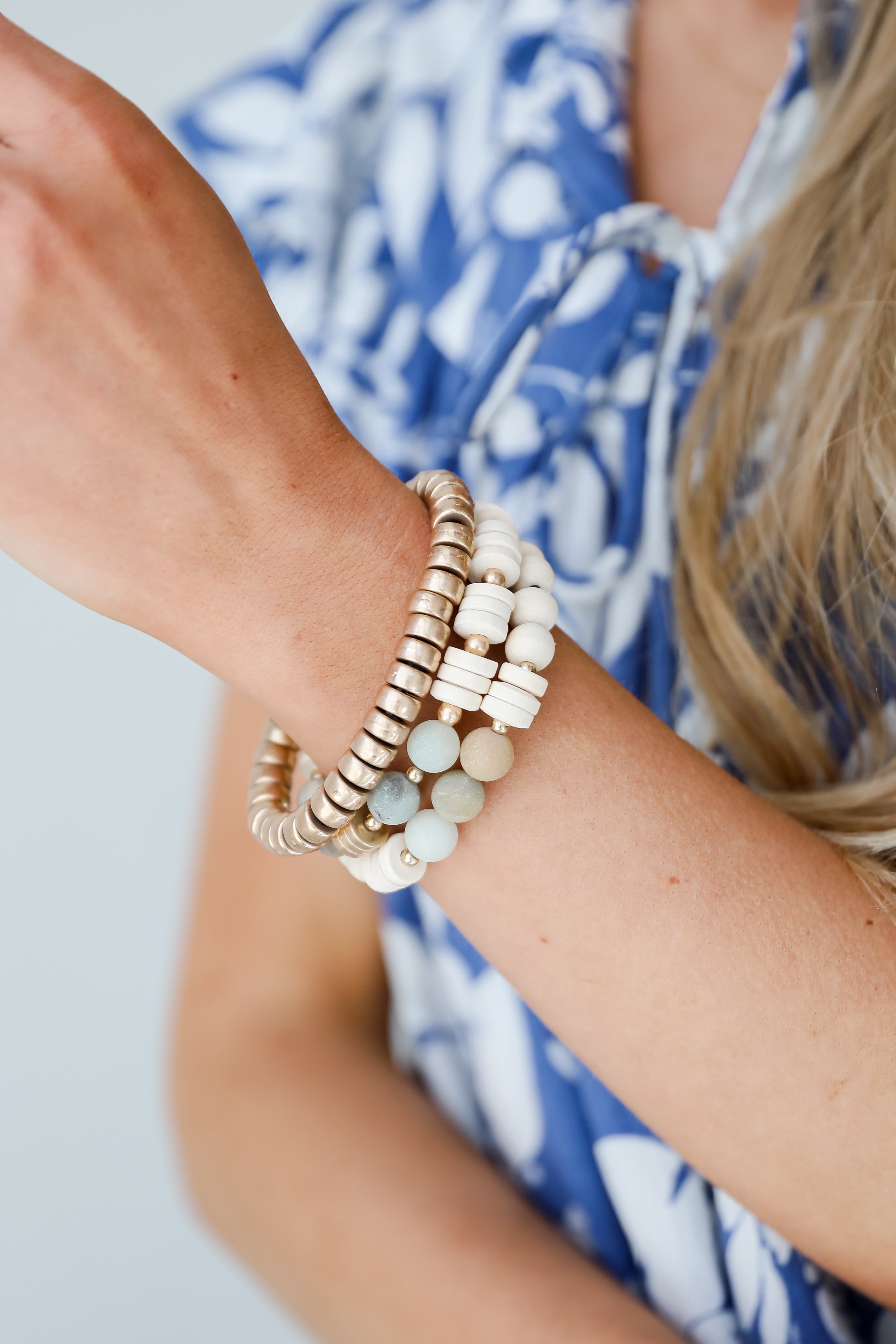 FINAL SALE - Cora Mint Beaded Bracelet Set