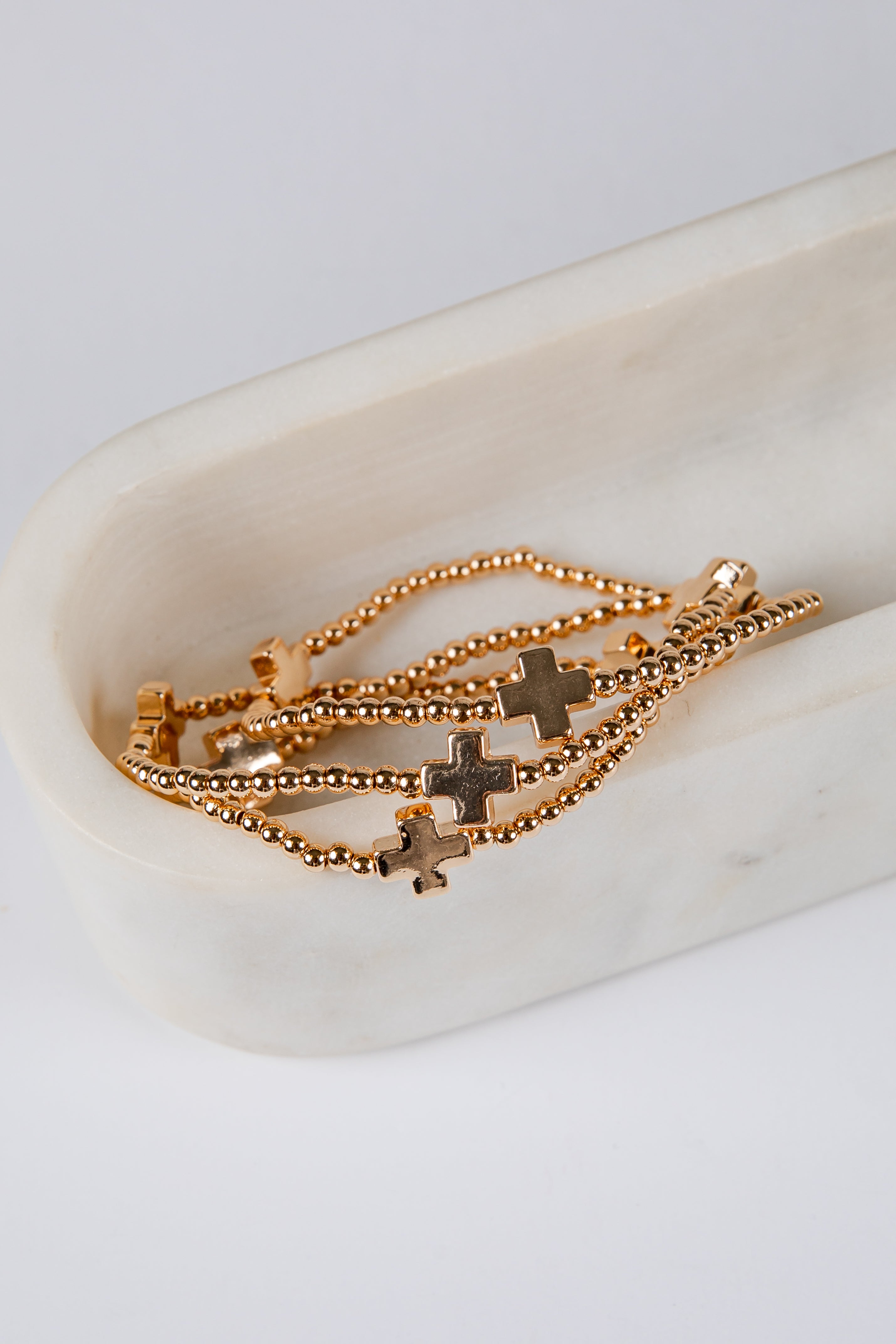 Aria Gold Beaded Bracelet Set