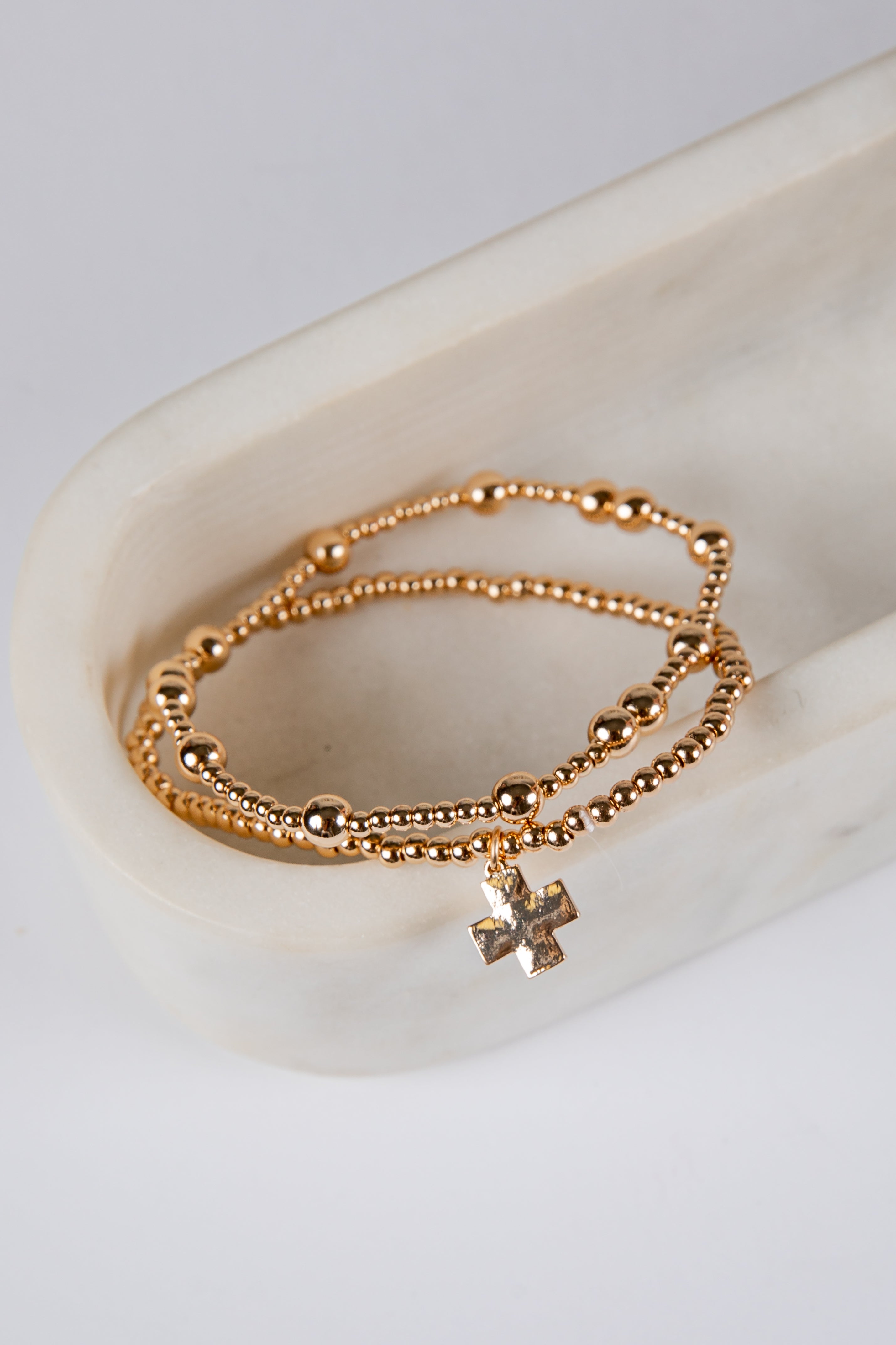 Eva Gold Beaded Bracelet Set
