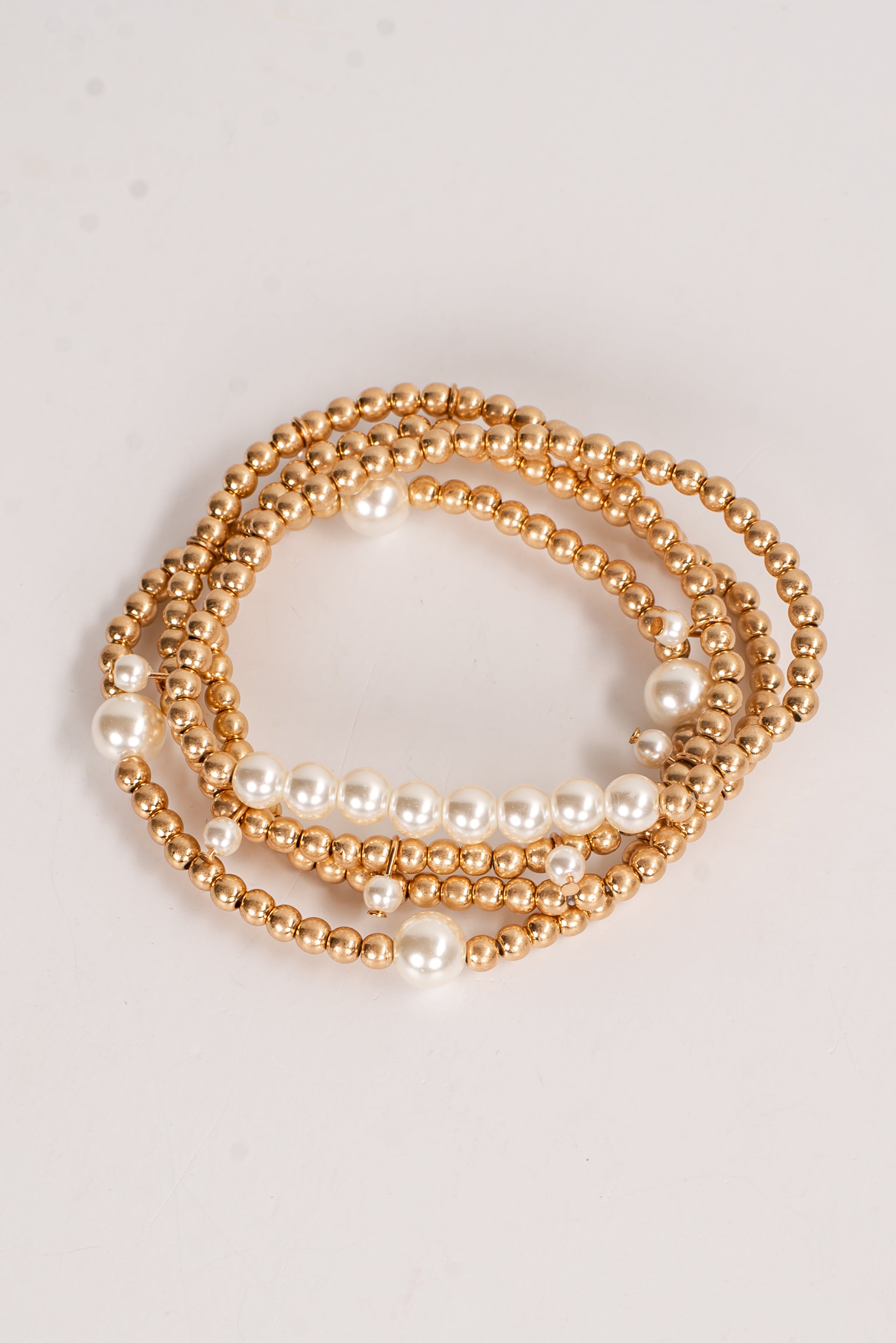 Brittany Gold Pearl Beaded Bracelet Set