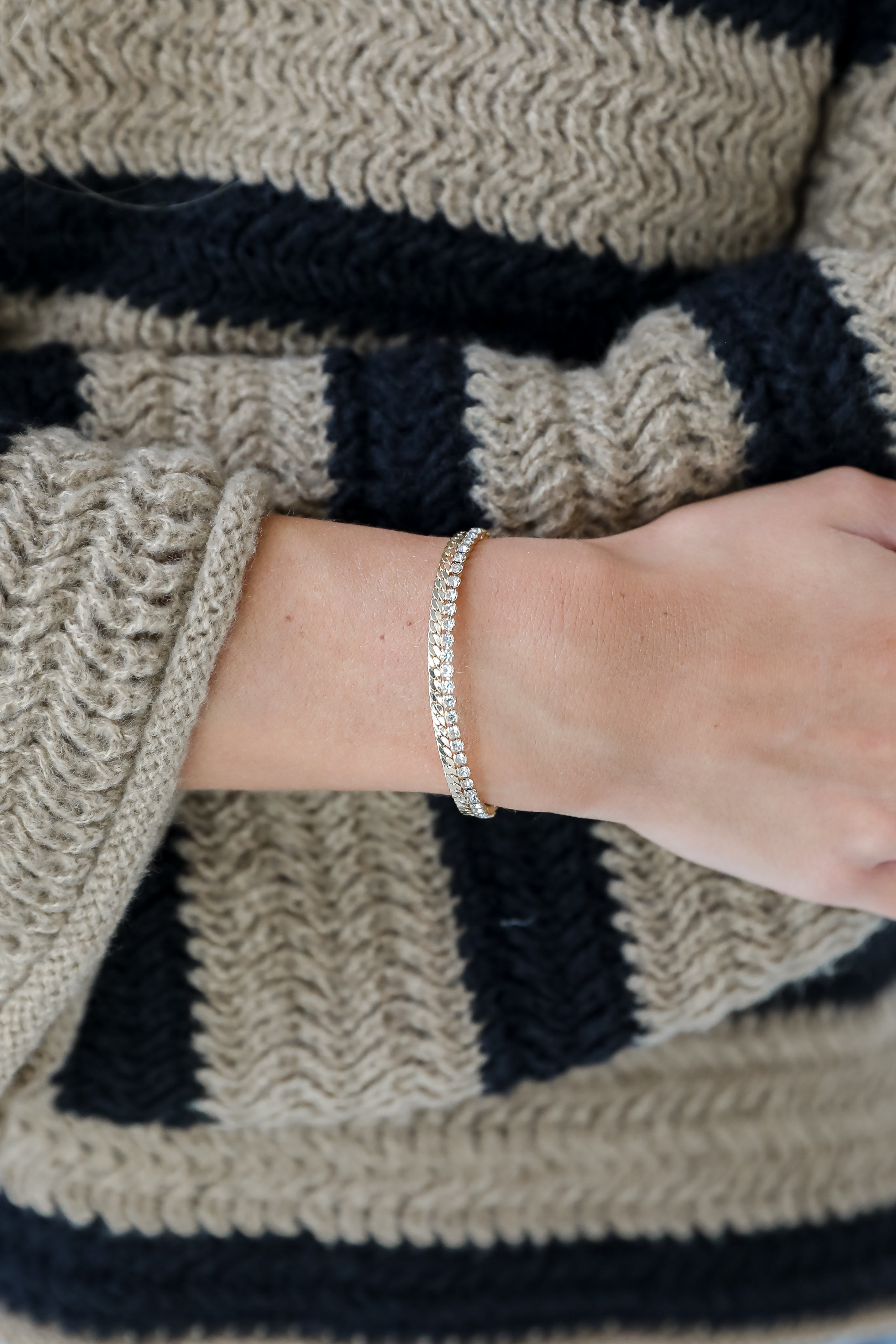 FINAL SALE - Gabriella Gold Rhinestone Chain Bracelet