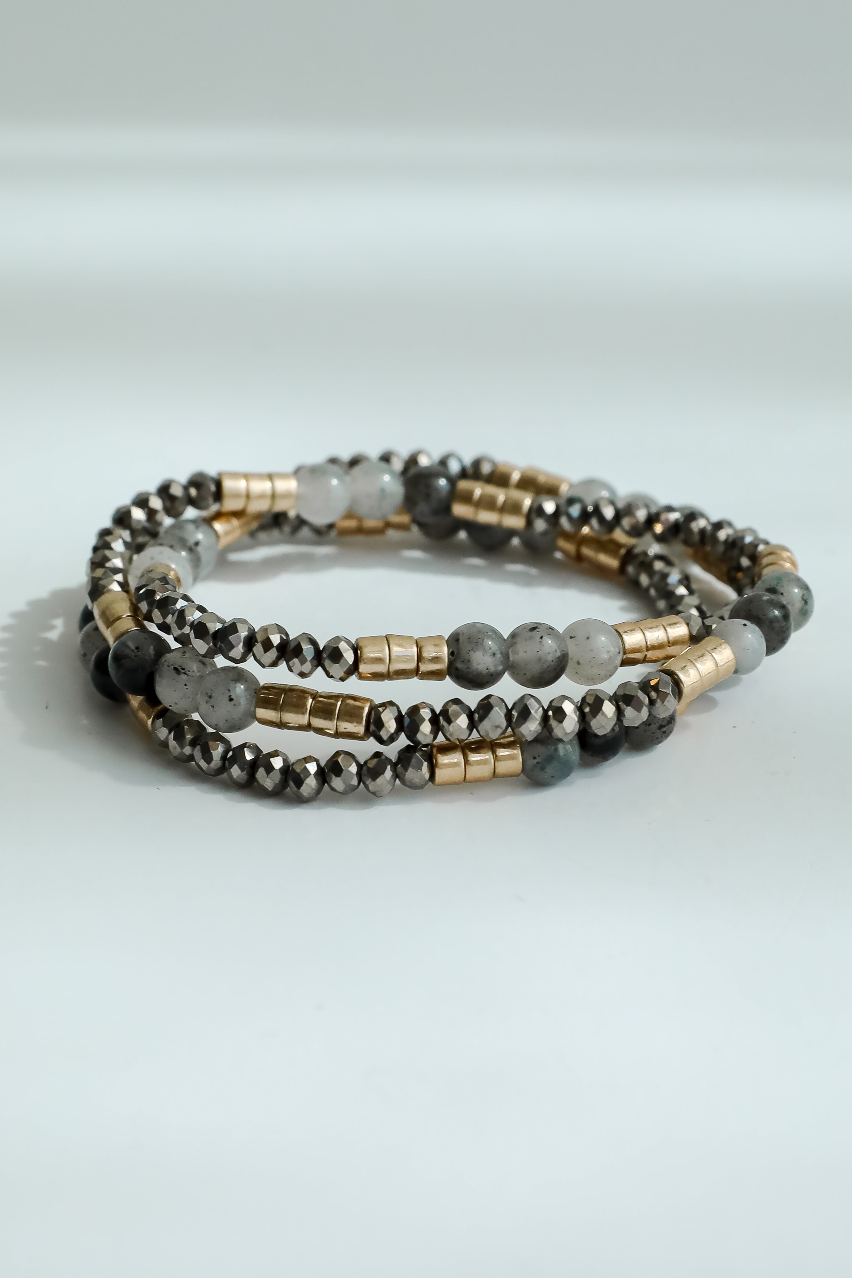 FINAL SALE - Andrea Grey Beaded Bracelet Set