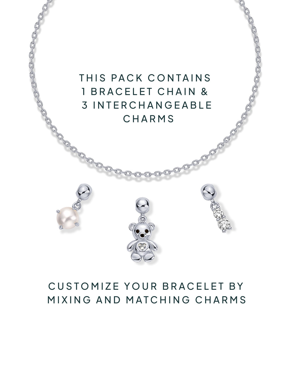 Charm Me Baby â€“ Bear & Pearl Charm Bracelet Set