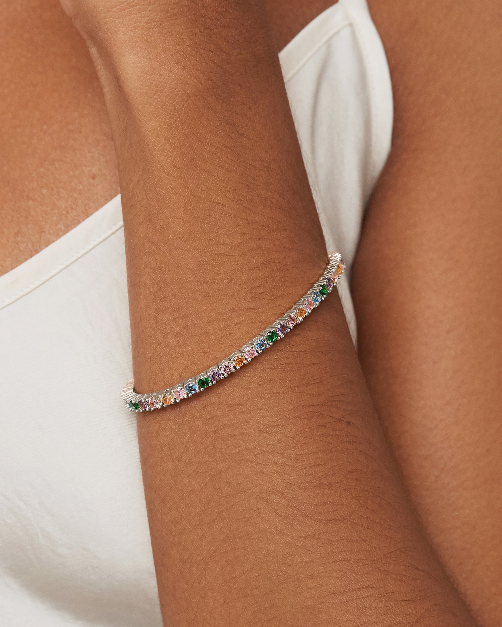 Medium Colored Cubic Zirconia Tennis Bracelet