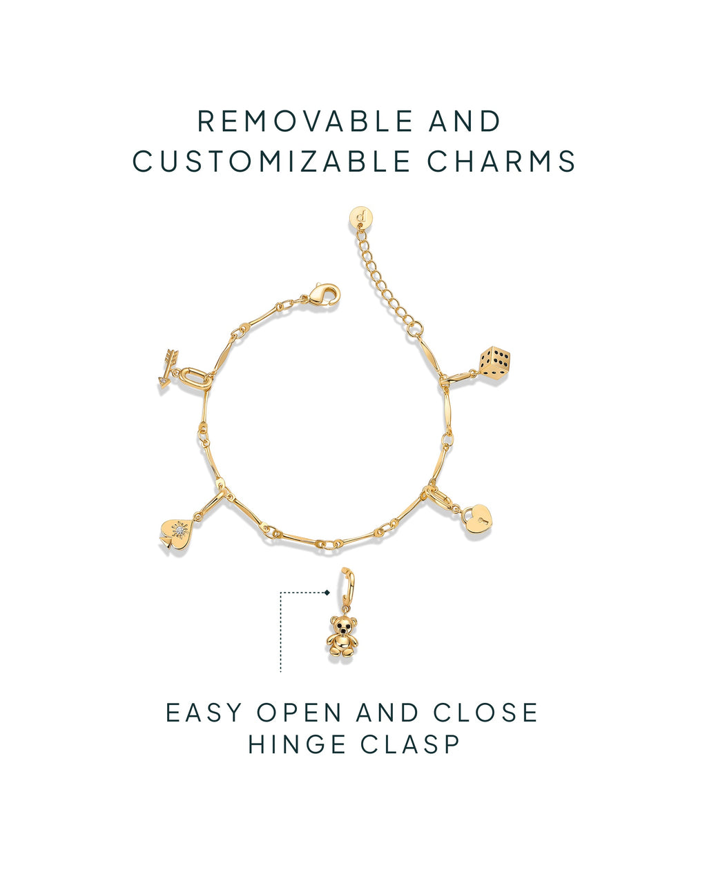 Lucky Girl Charm Twisted Bar Link Chain Bracelet Set