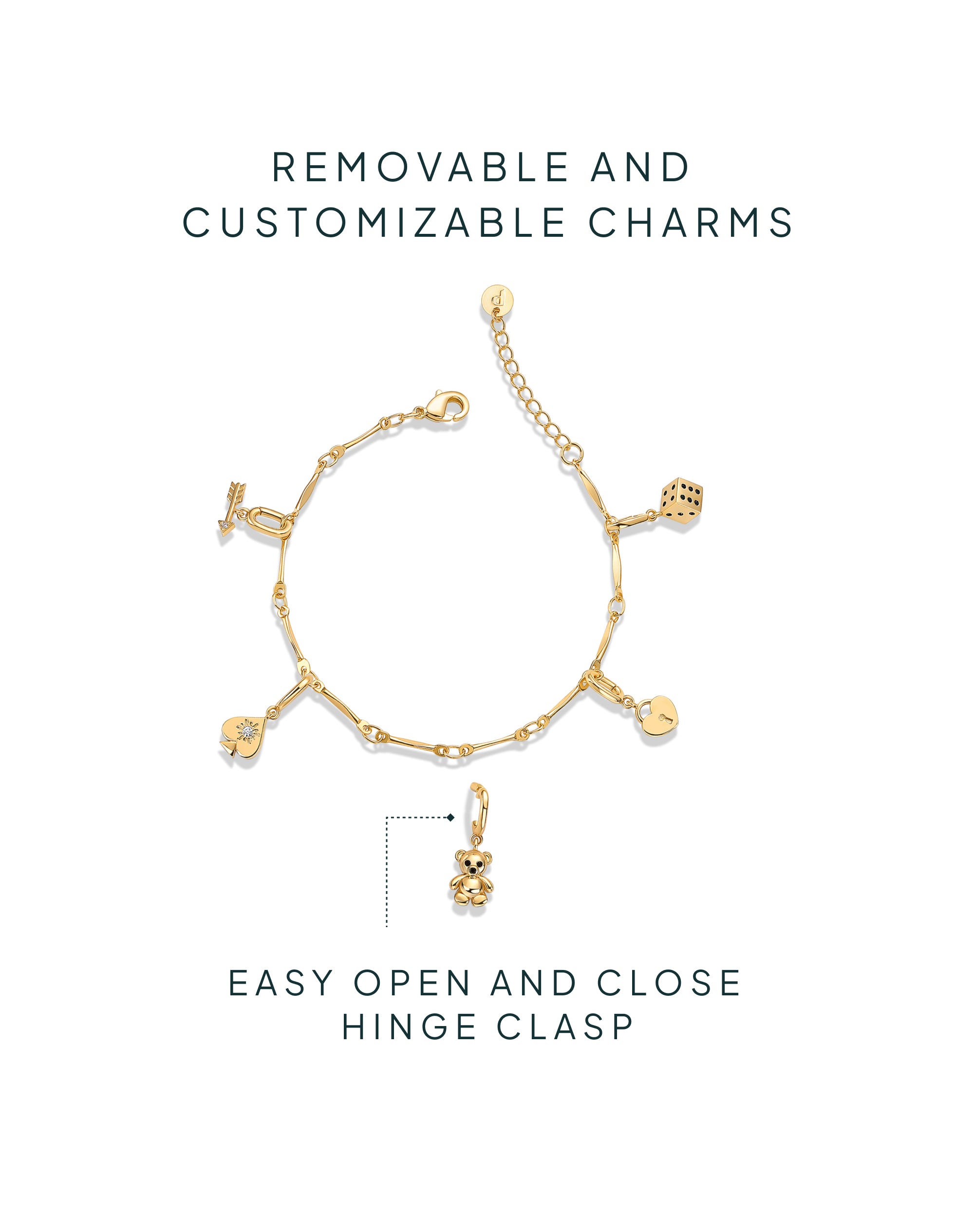 Lucky Girl Charm Twisted Bar Link Chain Bracelet Set