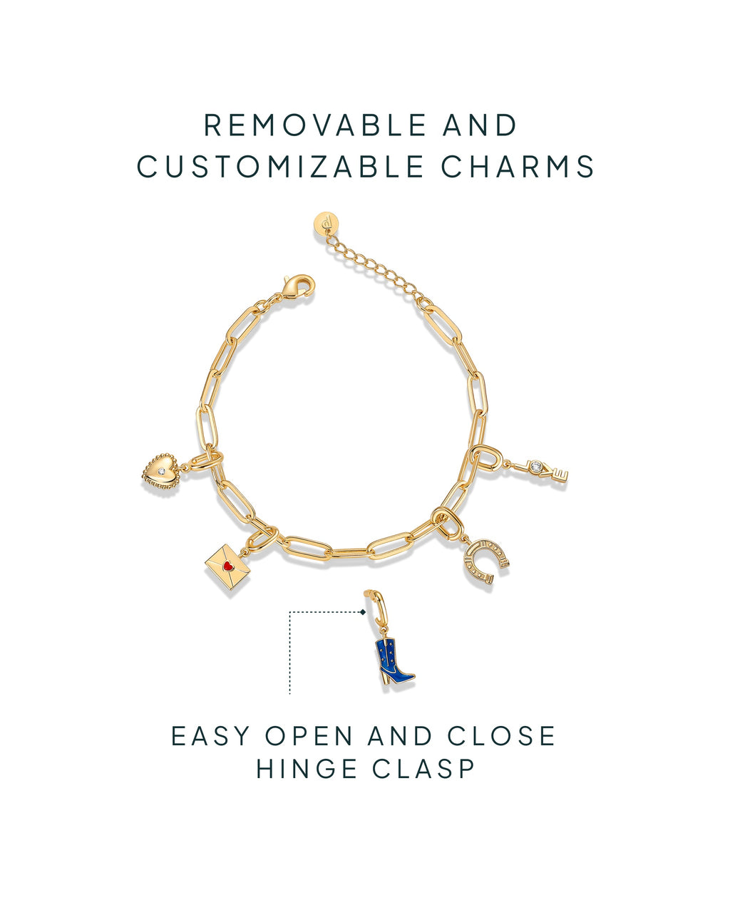 Western Meets Romantic vibes Charm Paperclip Bracelet Set