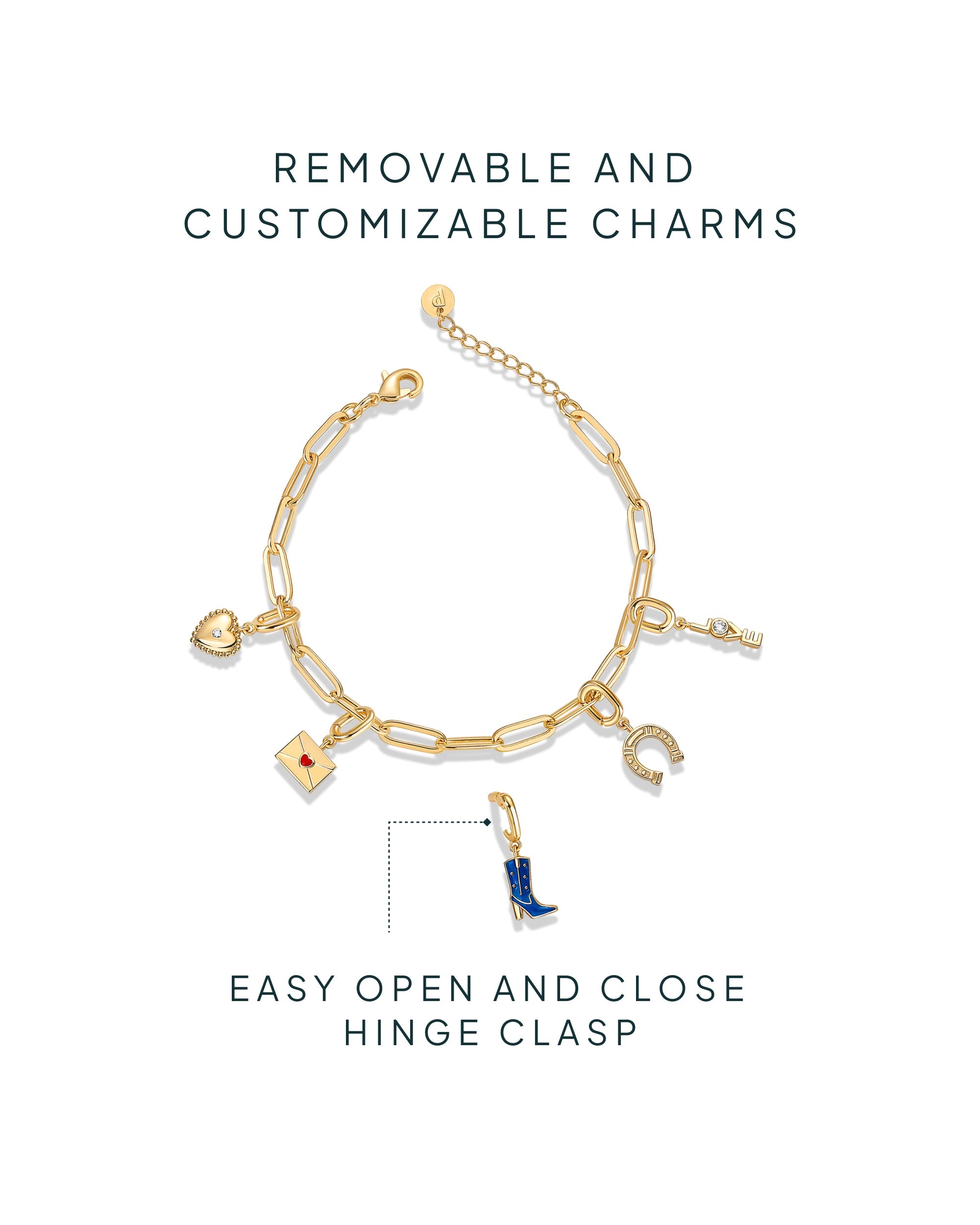 Western Meets Romantic vibes Charm Paperclip Bracelet Set