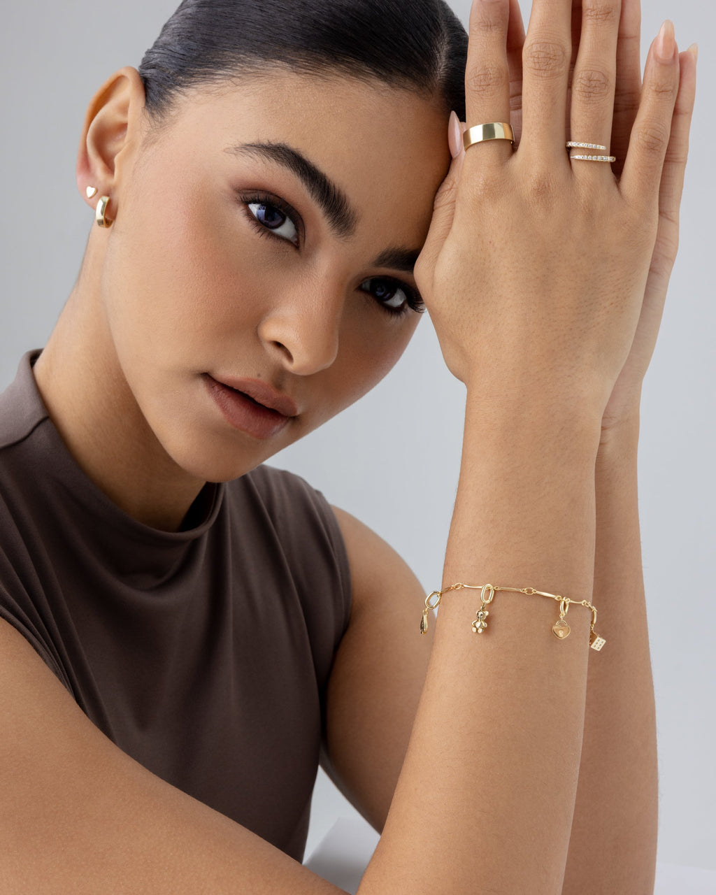 Lucky Girl Charm Twisted Bar Link Chain Bracelet Set