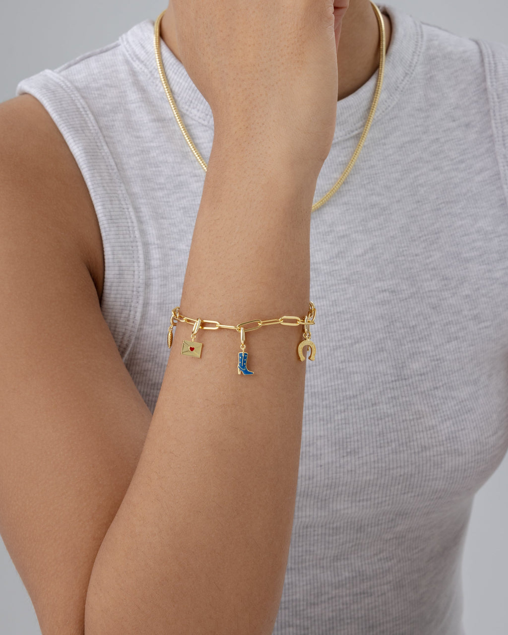 Western Meets Romantic vibes Charm Paperclip Bracelet Set