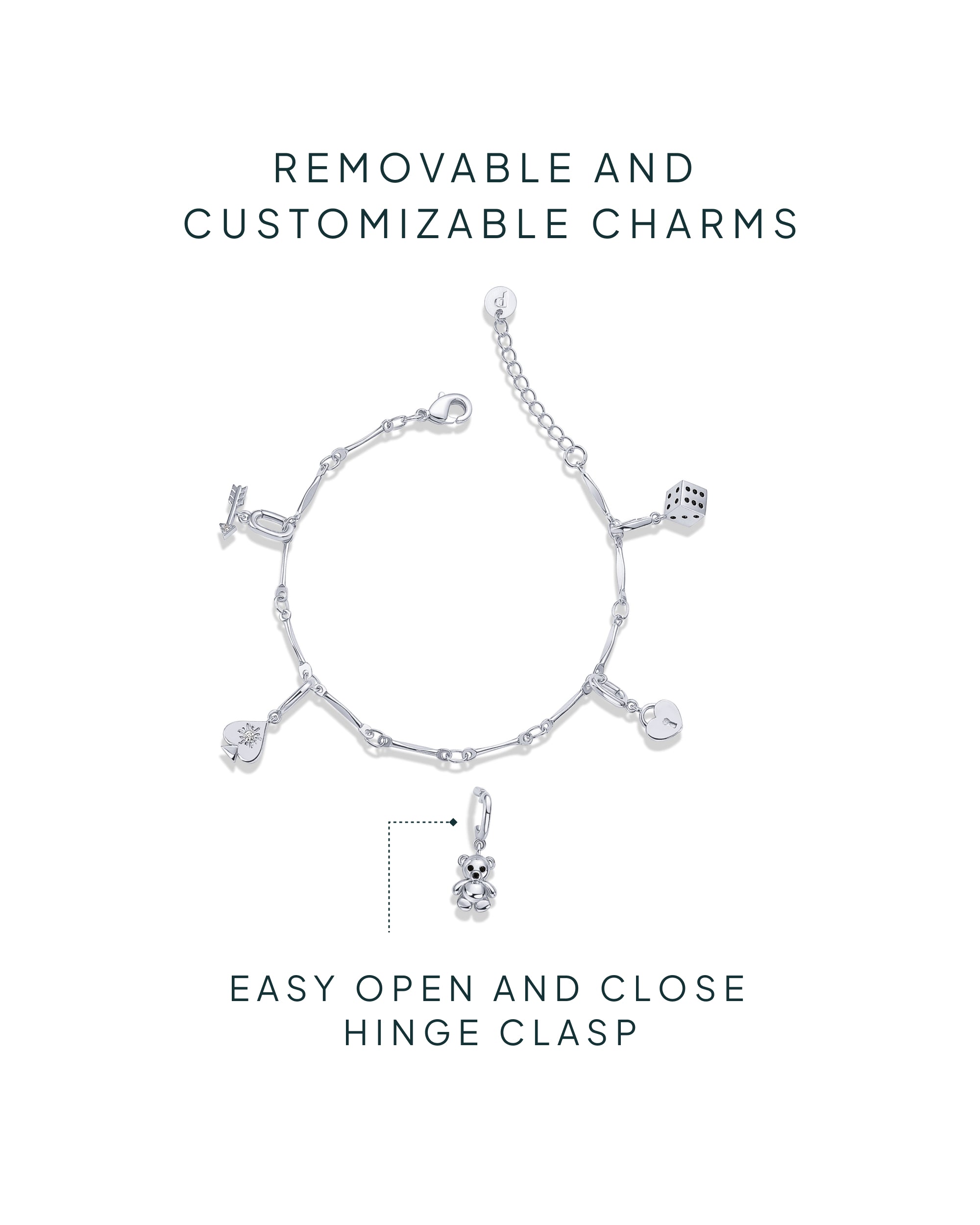 Lucky Girl Charm Twisted Bar Link Chain Bracelet Set