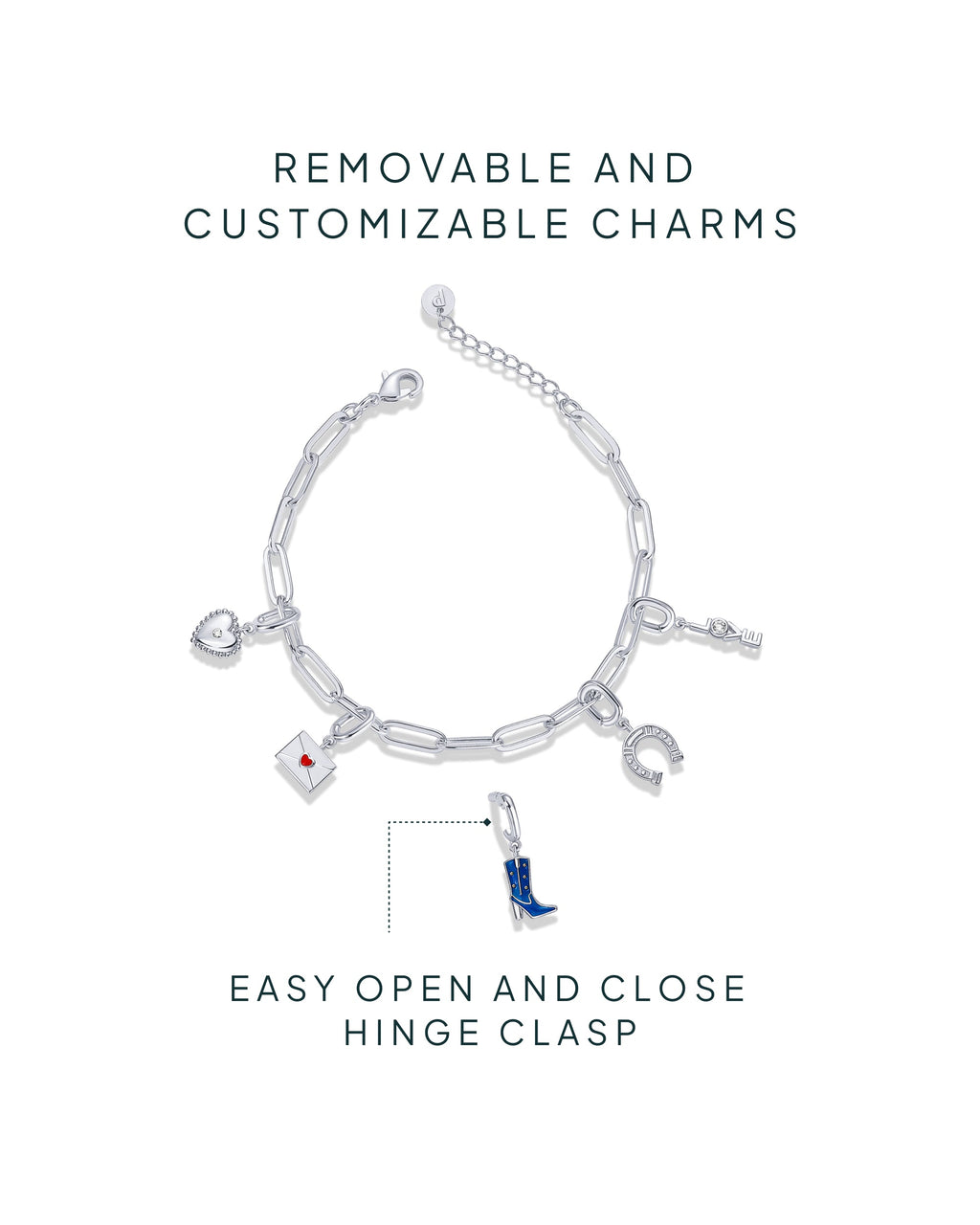 Western Meets Romantic vibes Charm Paperclip Bracelet Set