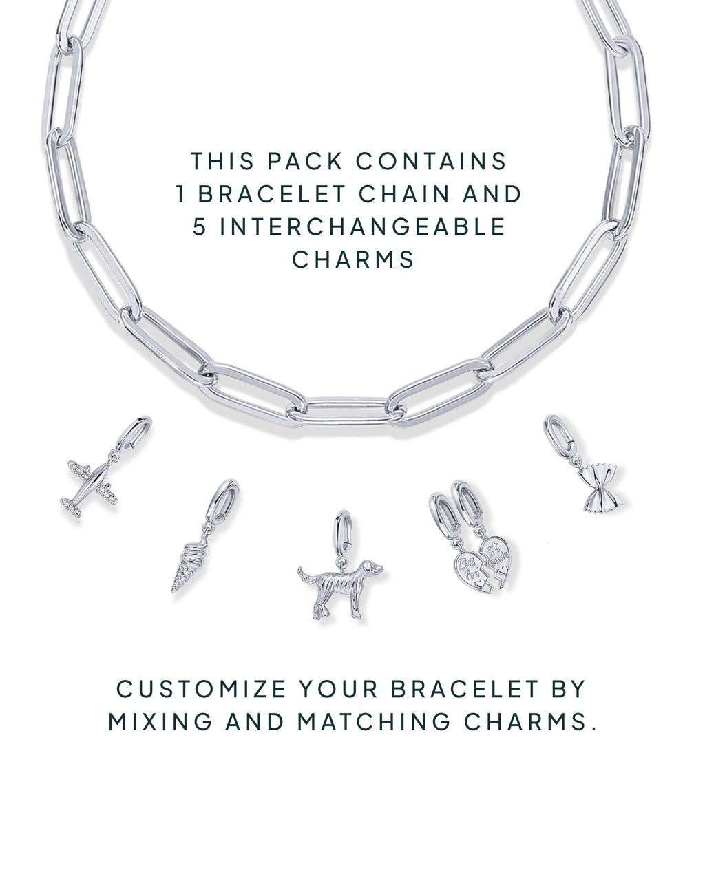 Cherished Connections Charm Paperclip Bracelet Set