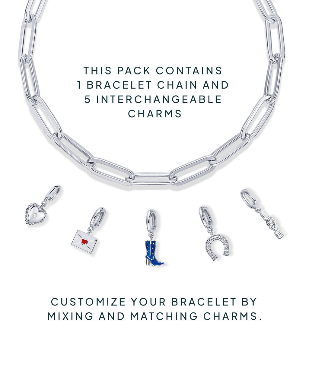 Western Meets Romantic vibes Charm Paperclip Bracelet Set