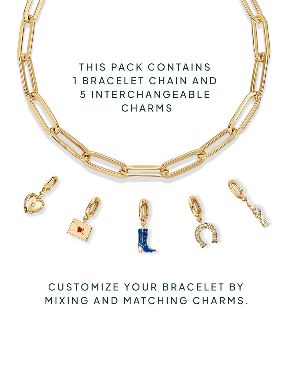 Western Meets Romantic vibes Charm Paperclip Bracelet Set