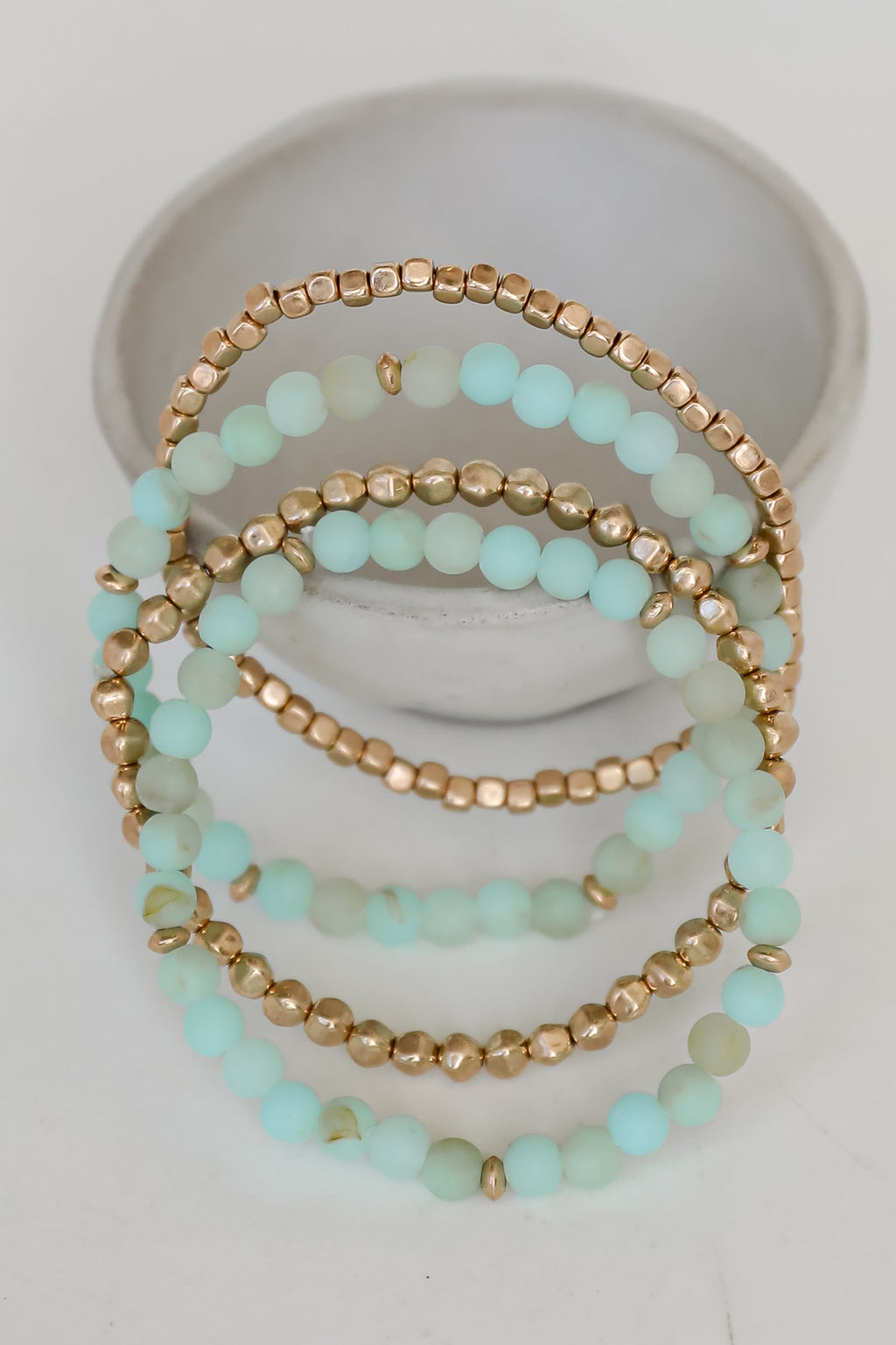 FINAL SALE - Lainey Mint Beaded Bracelet Set