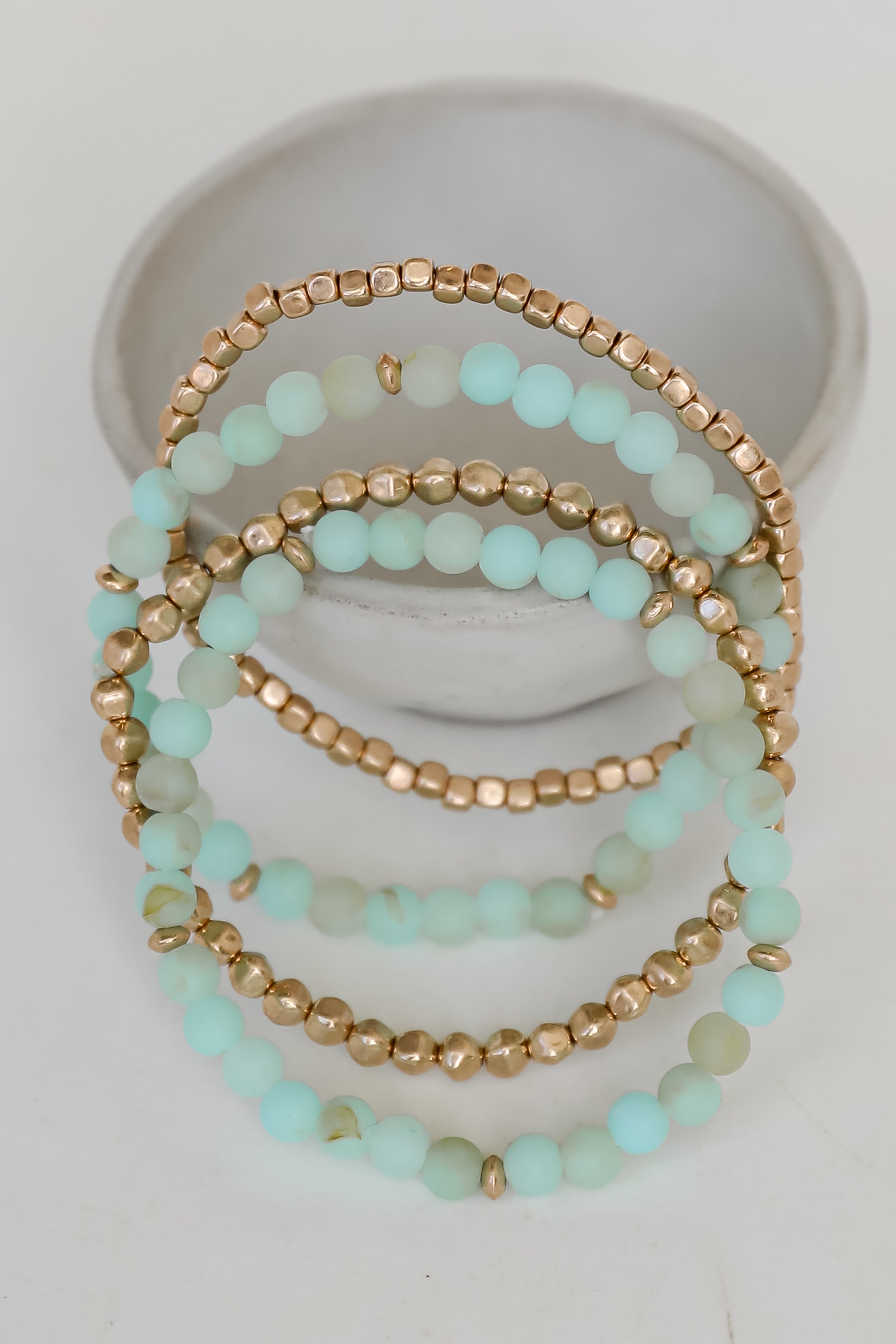 FINAL SALE - Lainey Mint Beaded Bracelet Set