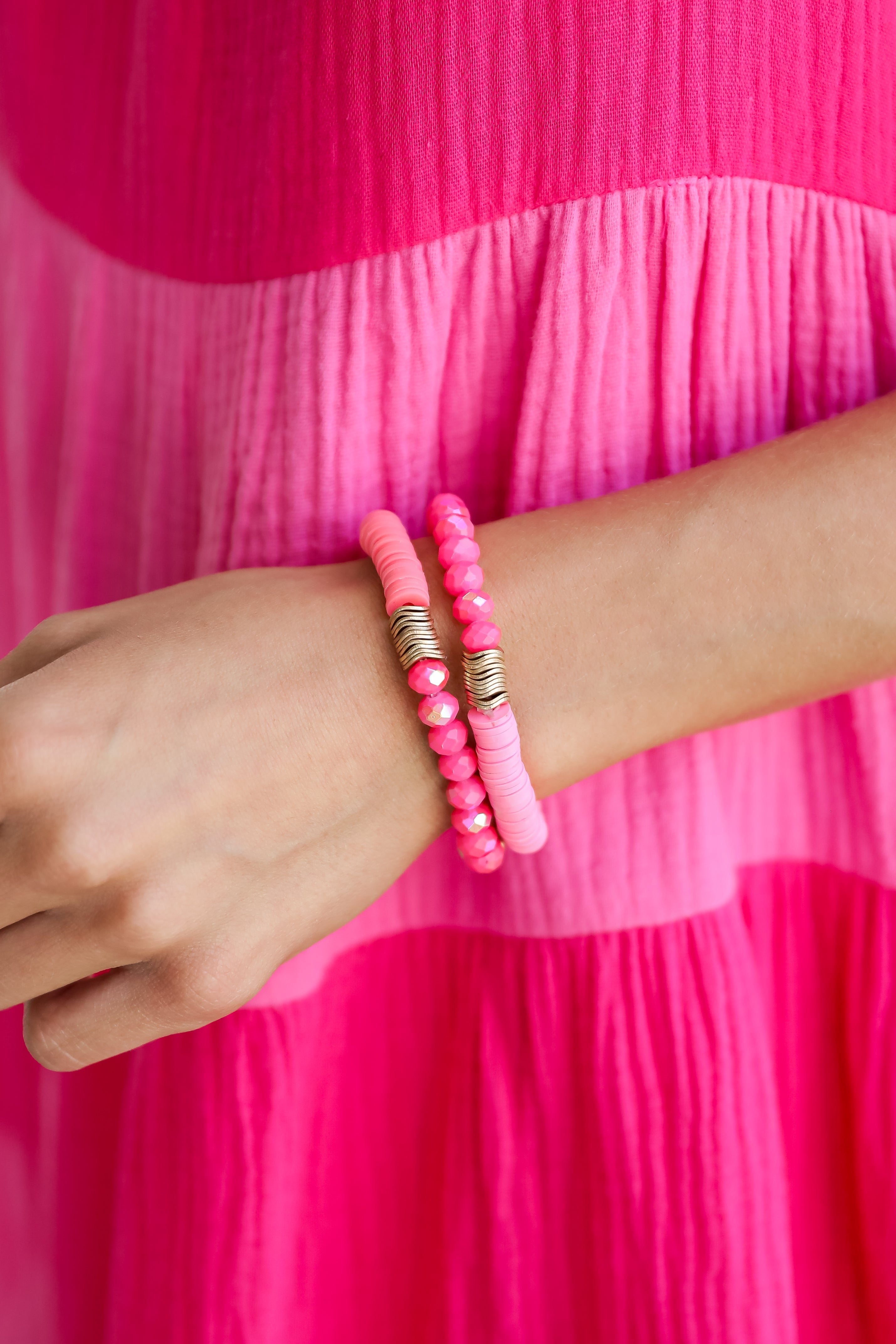 FINAL SALE - Zoey Hot Pink Beaded Bracelet Set