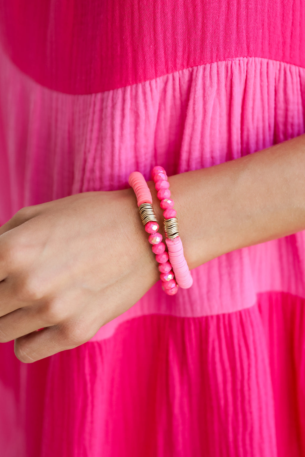 FINAL SALE - Zoey Hot Pink Beaded Bracelet Set