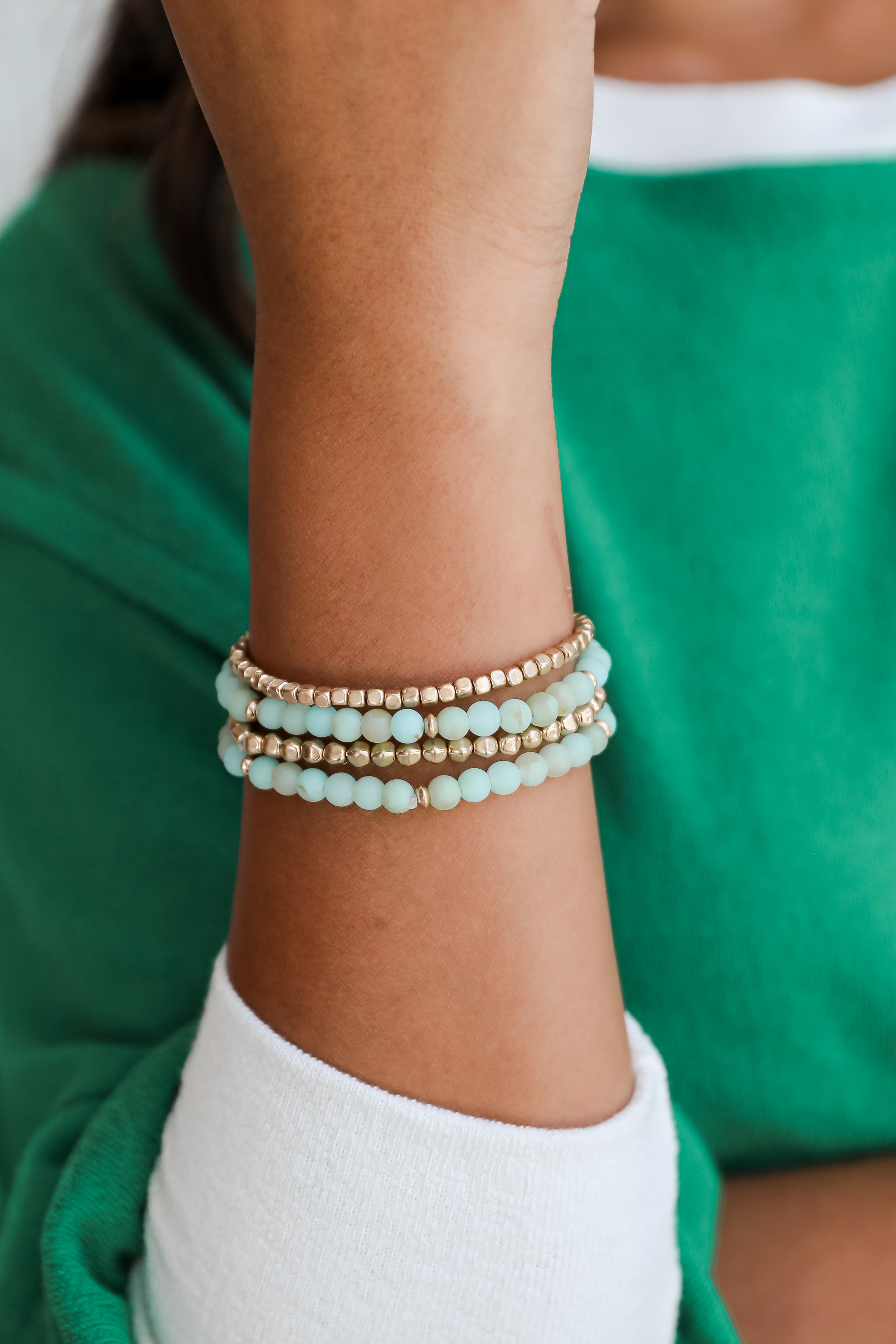 FINAL SALE - Lainey Mint Beaded Bracelet Set