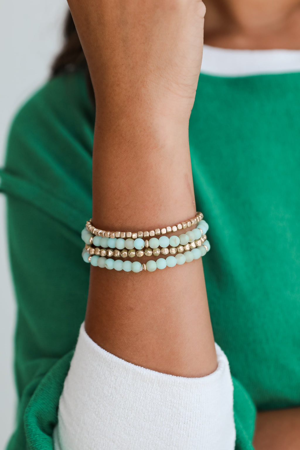 FINAL SALE - Lainey Mint Beaded Bracelet Set