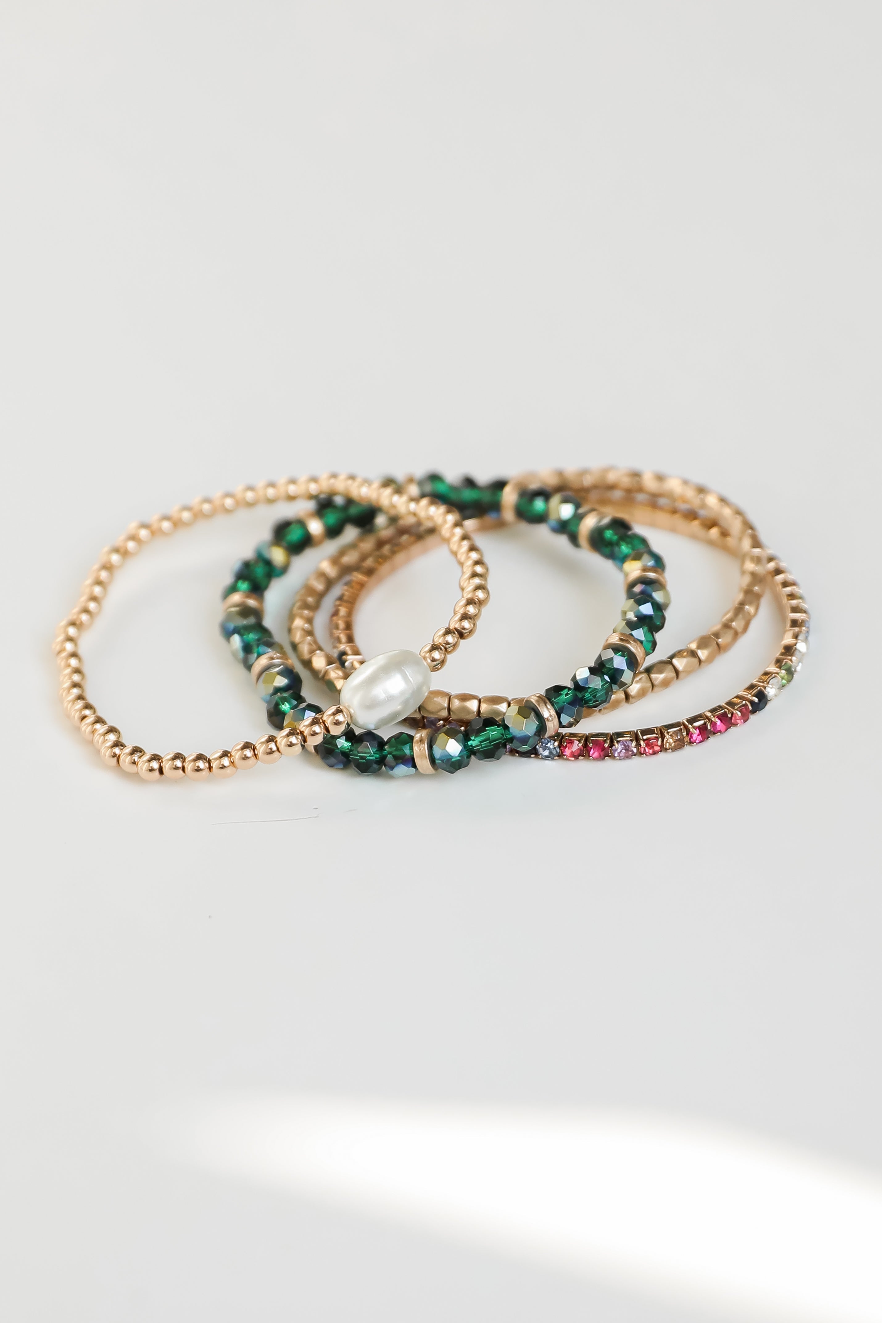 FINAL SALE - Sydney Green Beaded Bracelet Set
