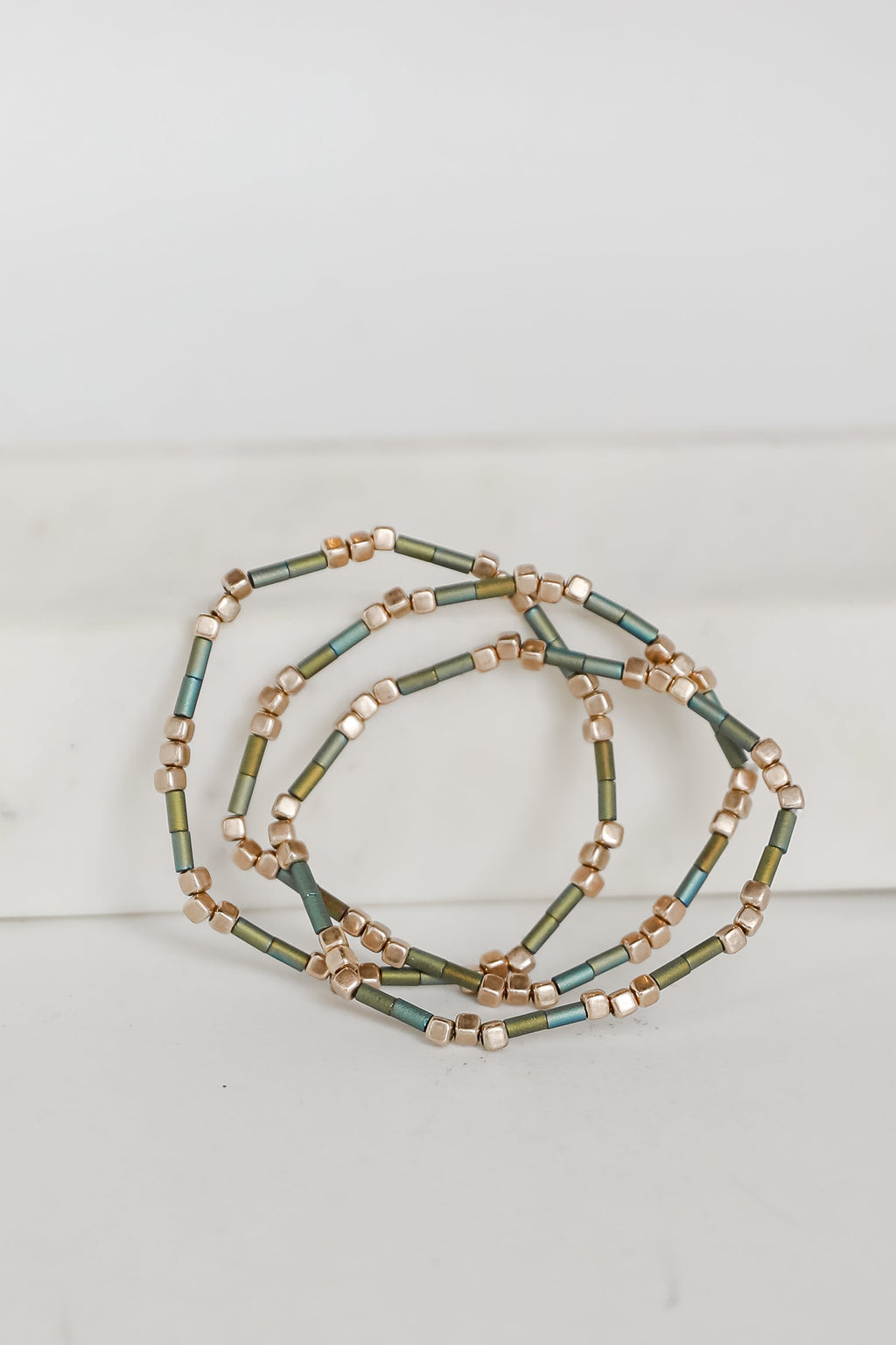 FINAL SALE - Hannah Green Beaded Bracelet Set