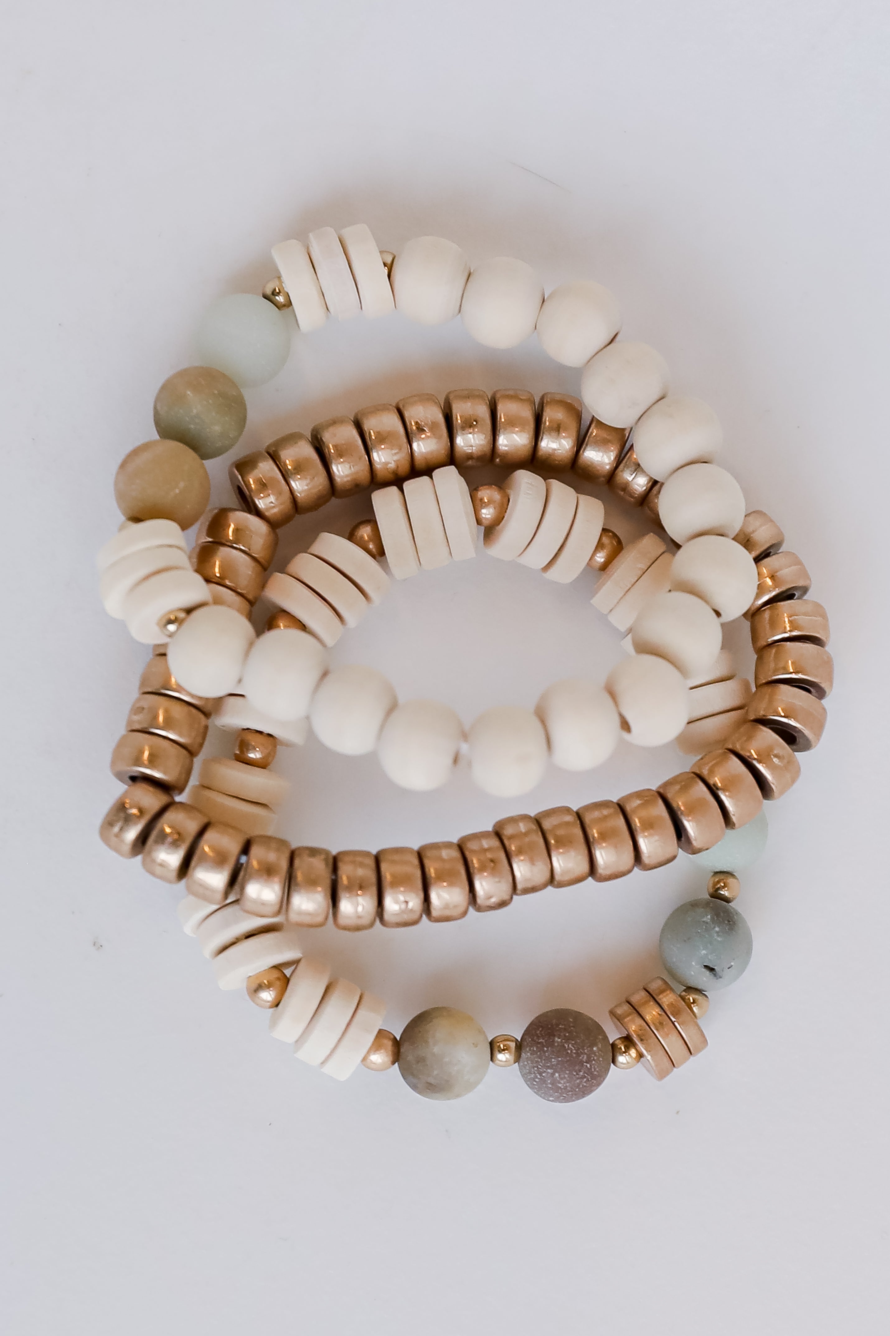 FINAL SALE - Cora Mint Beaded Bracelet Set