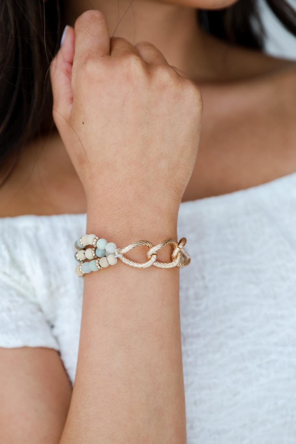 FINAL SALE - Sloane Mint Beaded Bracelet Set