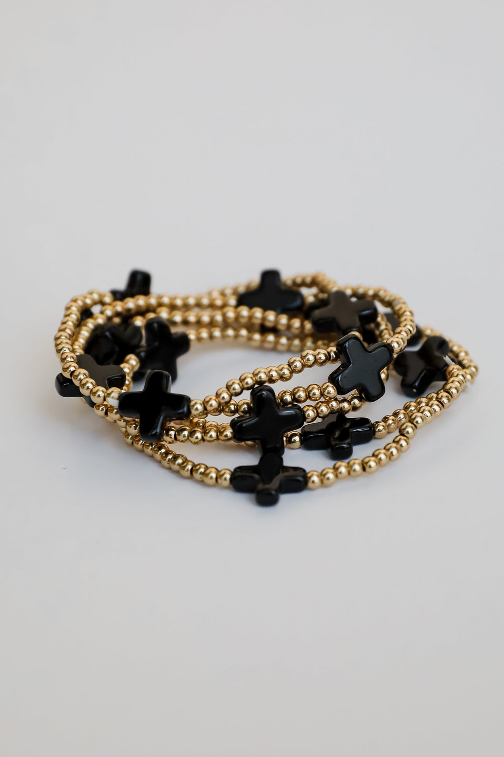 Alanna Black Beaded Bracelet Set