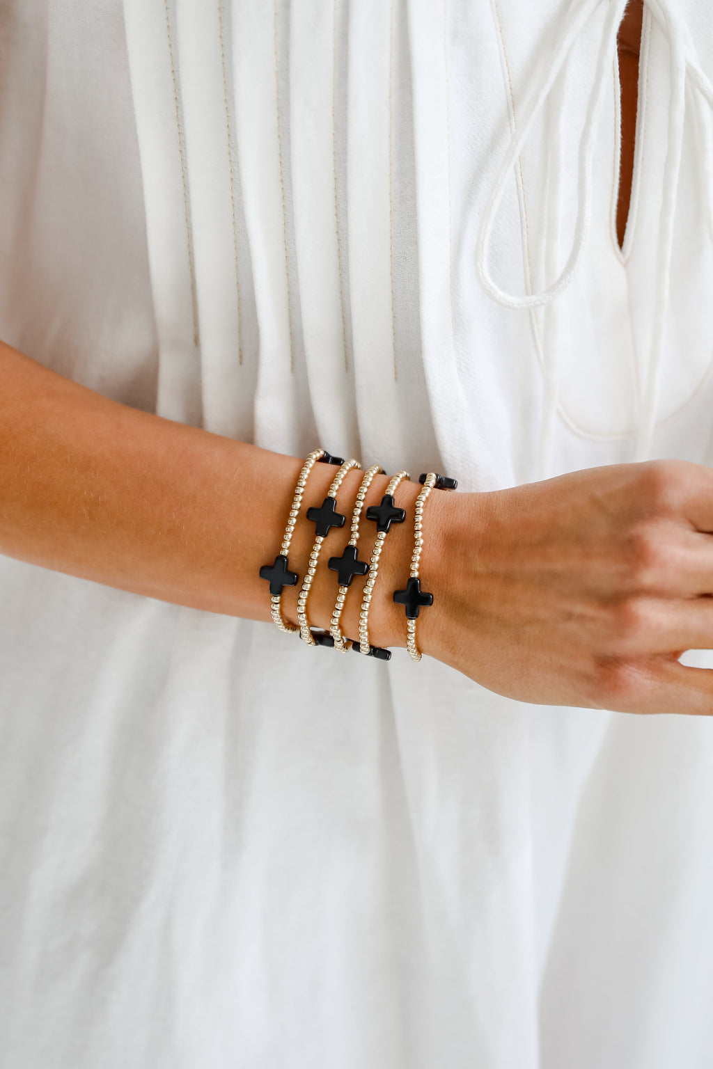 Alanna Black Beaded Bracelet Set
