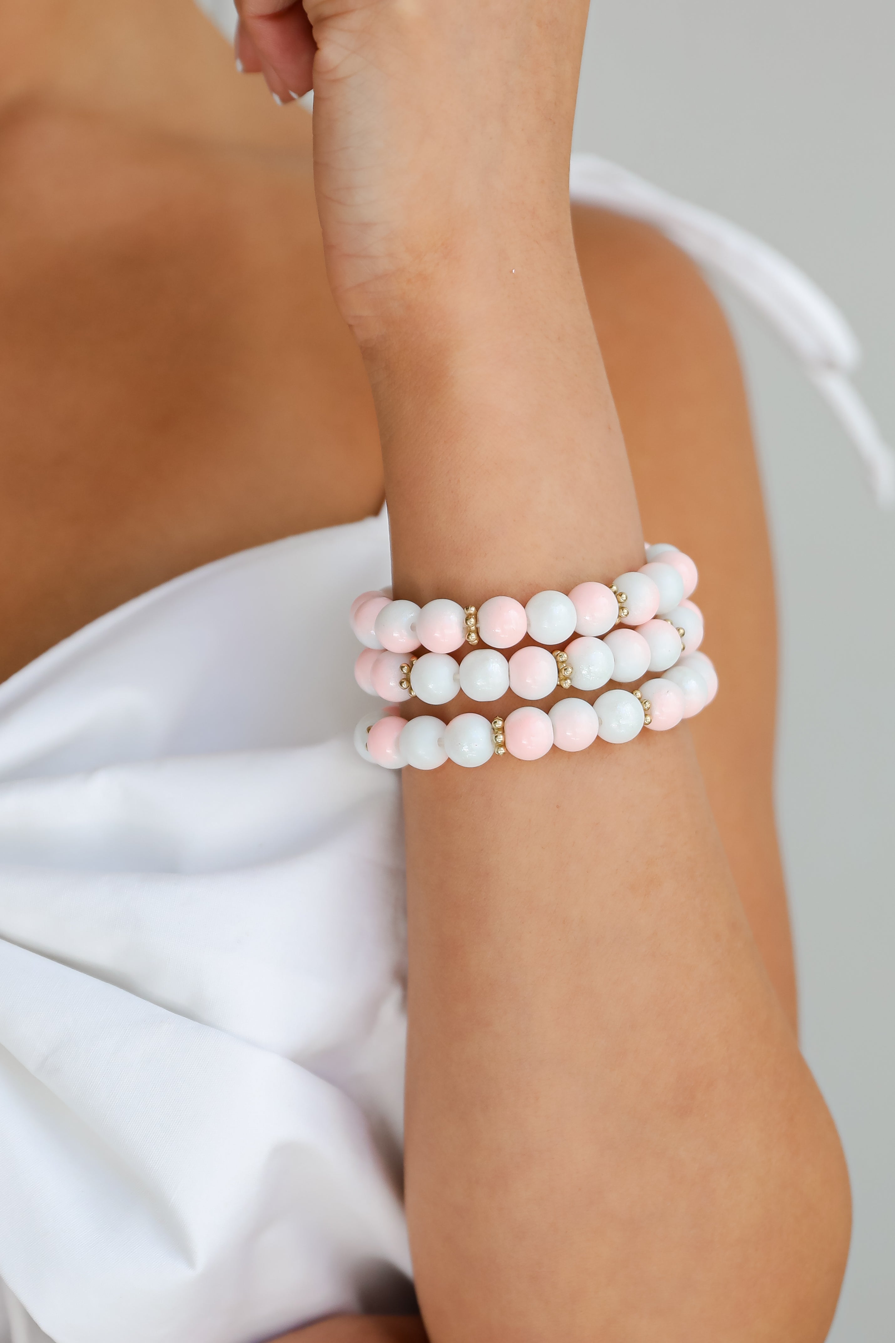 FINAL SALE - Delaney Pink Beaded Bracelet Set