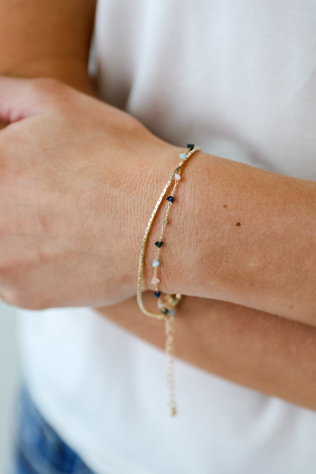 Gabby Gold Beaded Layered Bracelet