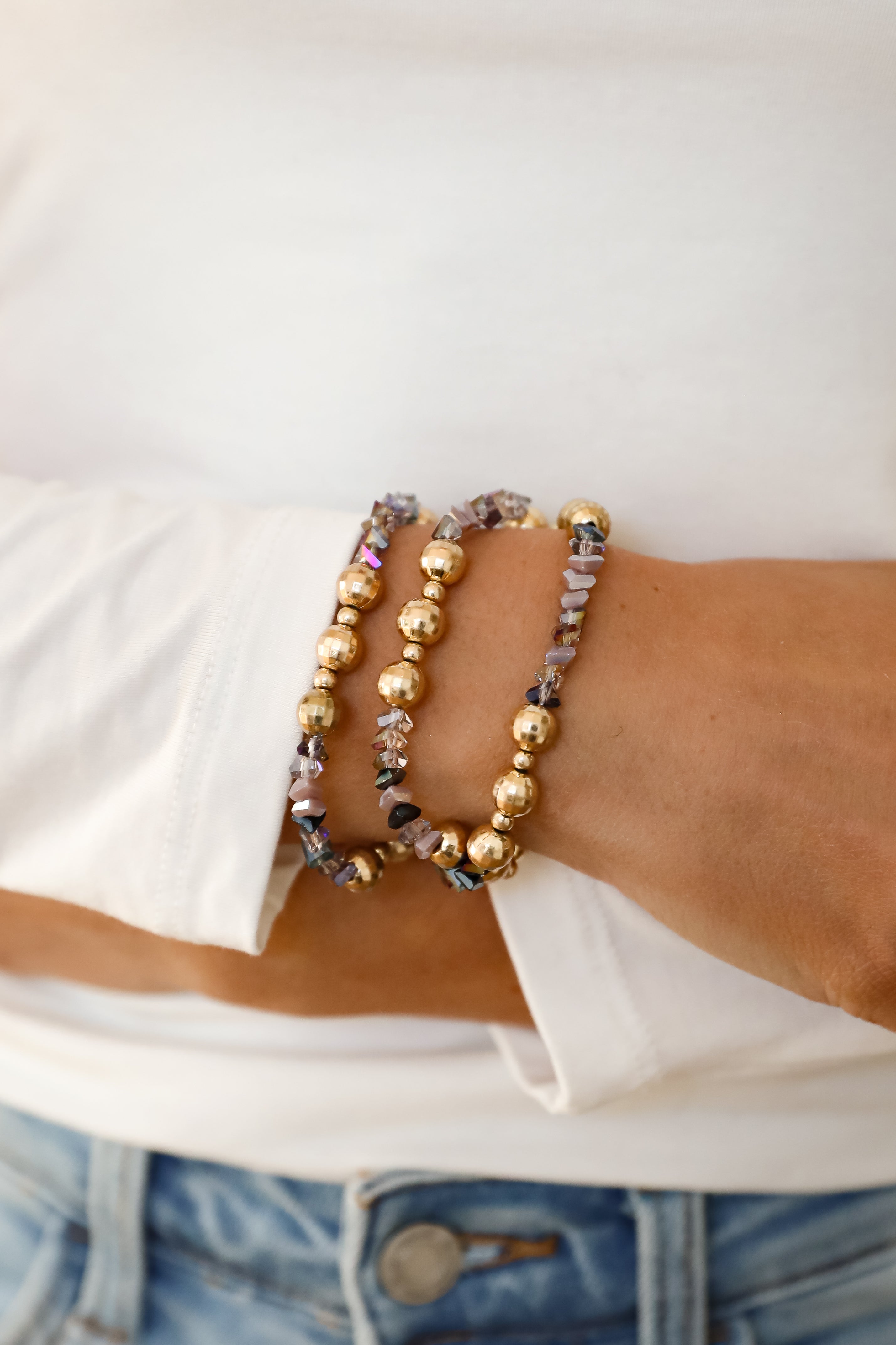 FINAL SALE - Alisha Gold Beaded Bracelet Set