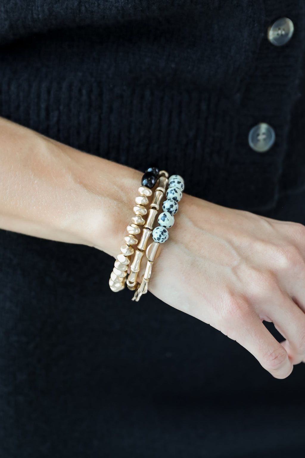 FINAL SALE - Reagan Gold Beaded Bracelet Set