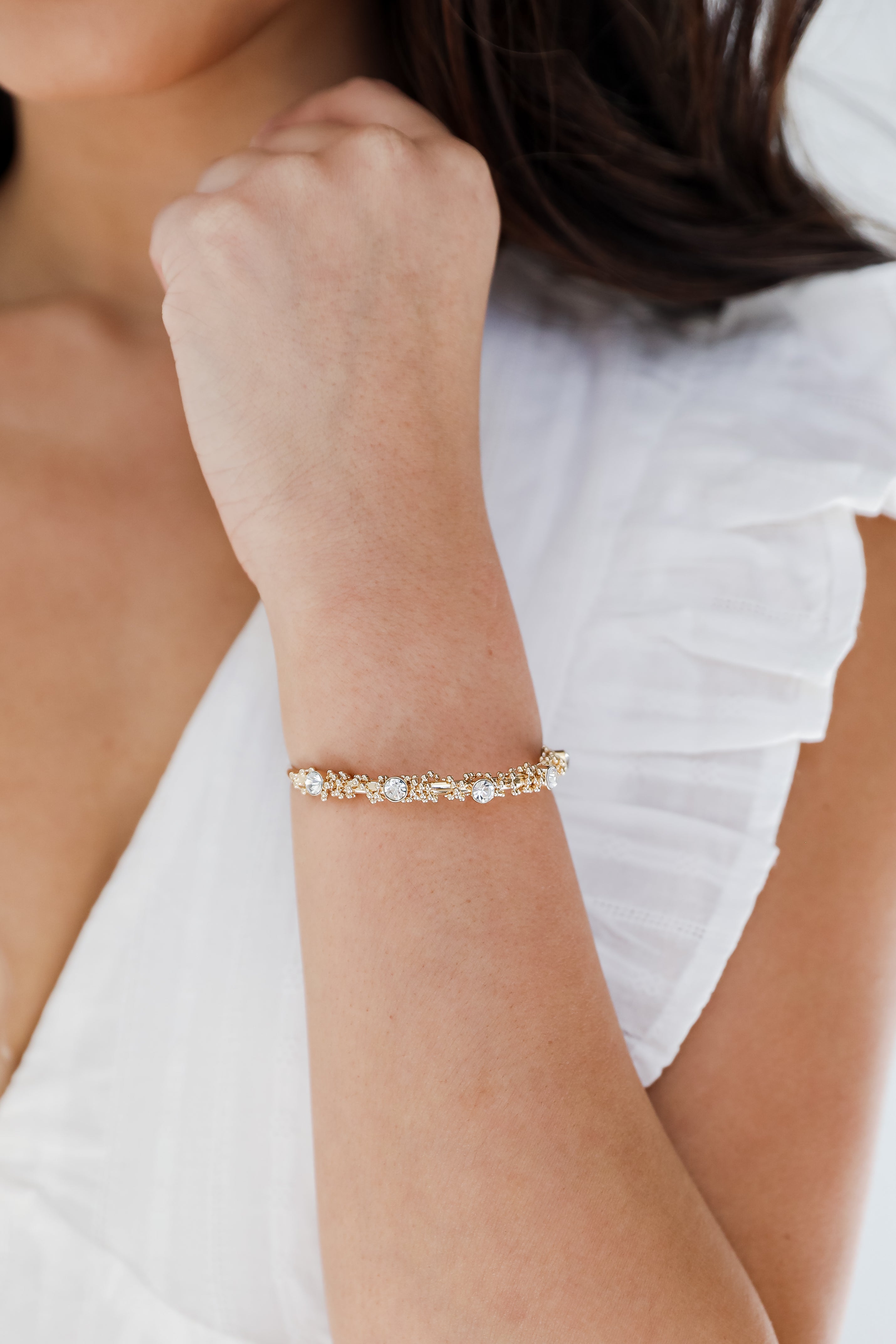 FINAL SALE - Emma Gold Rhinestone Cuff Bracelet