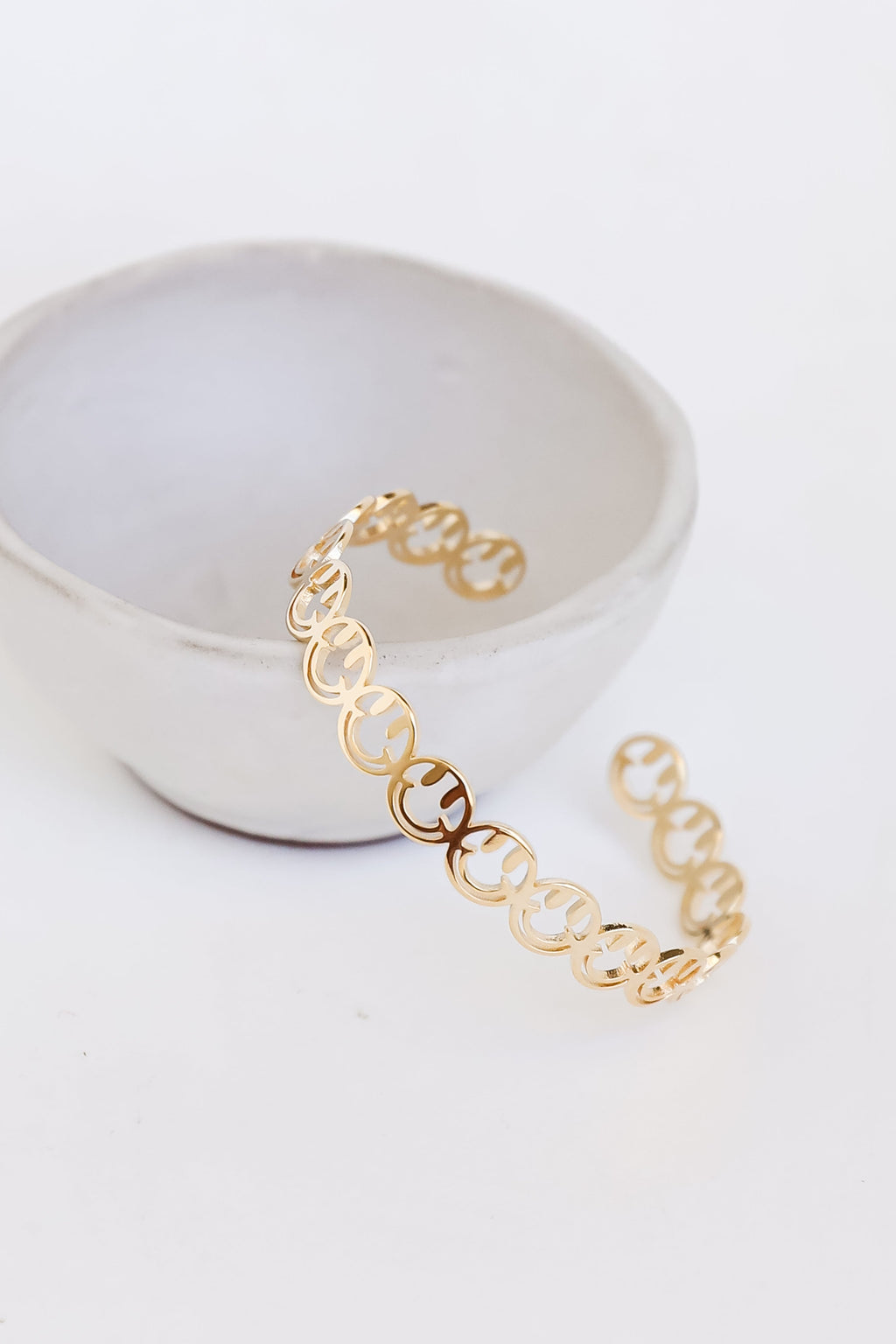 FINAL SALE - Noelle Gold Smiley Face Cuff Bracelet