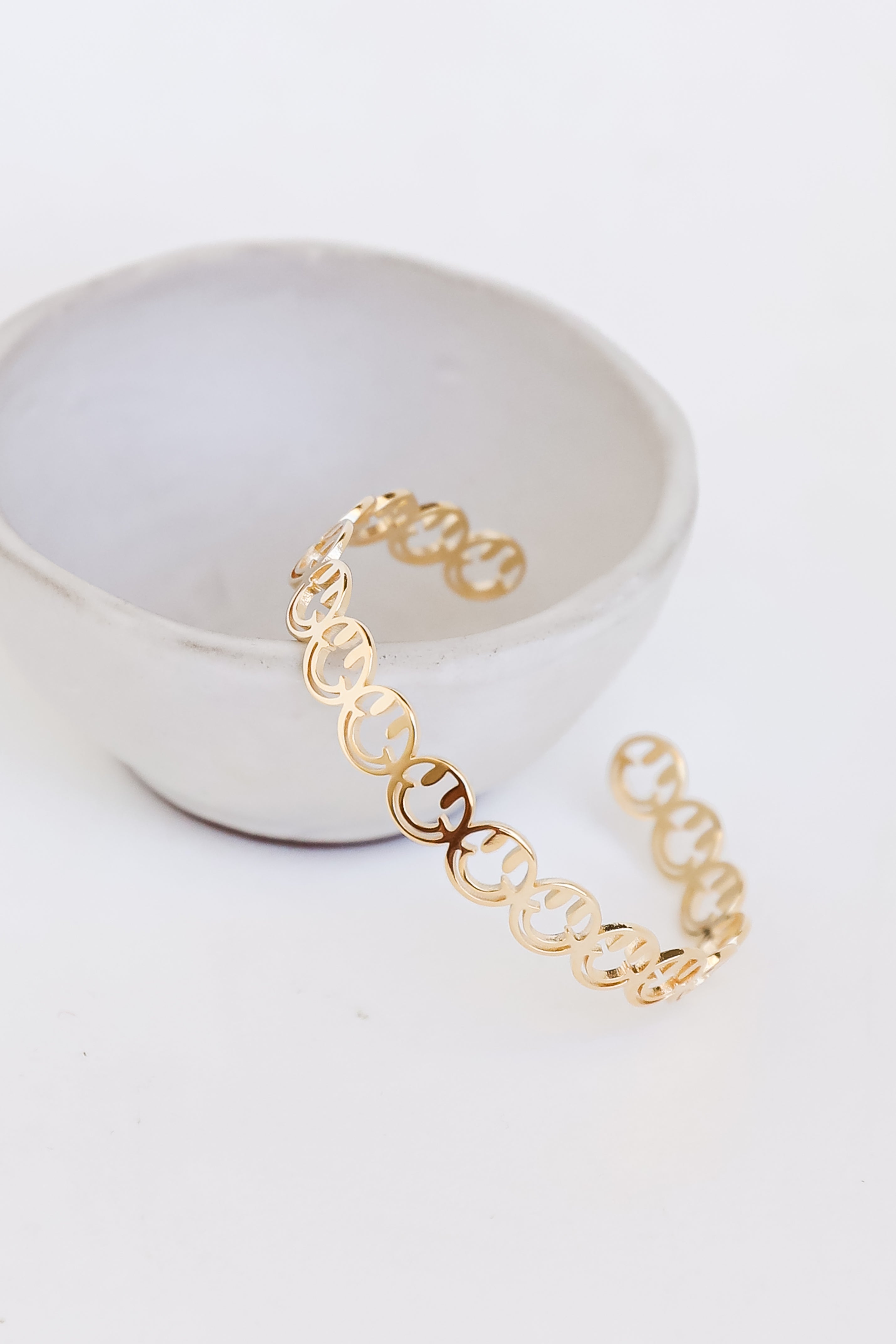 FINAL SALE - Noelle Gold Smiley Face Cuff Bracelet