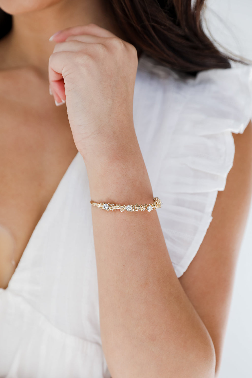 FINAL SALE - Emma Gold Rhinestone Cuff Bracelet