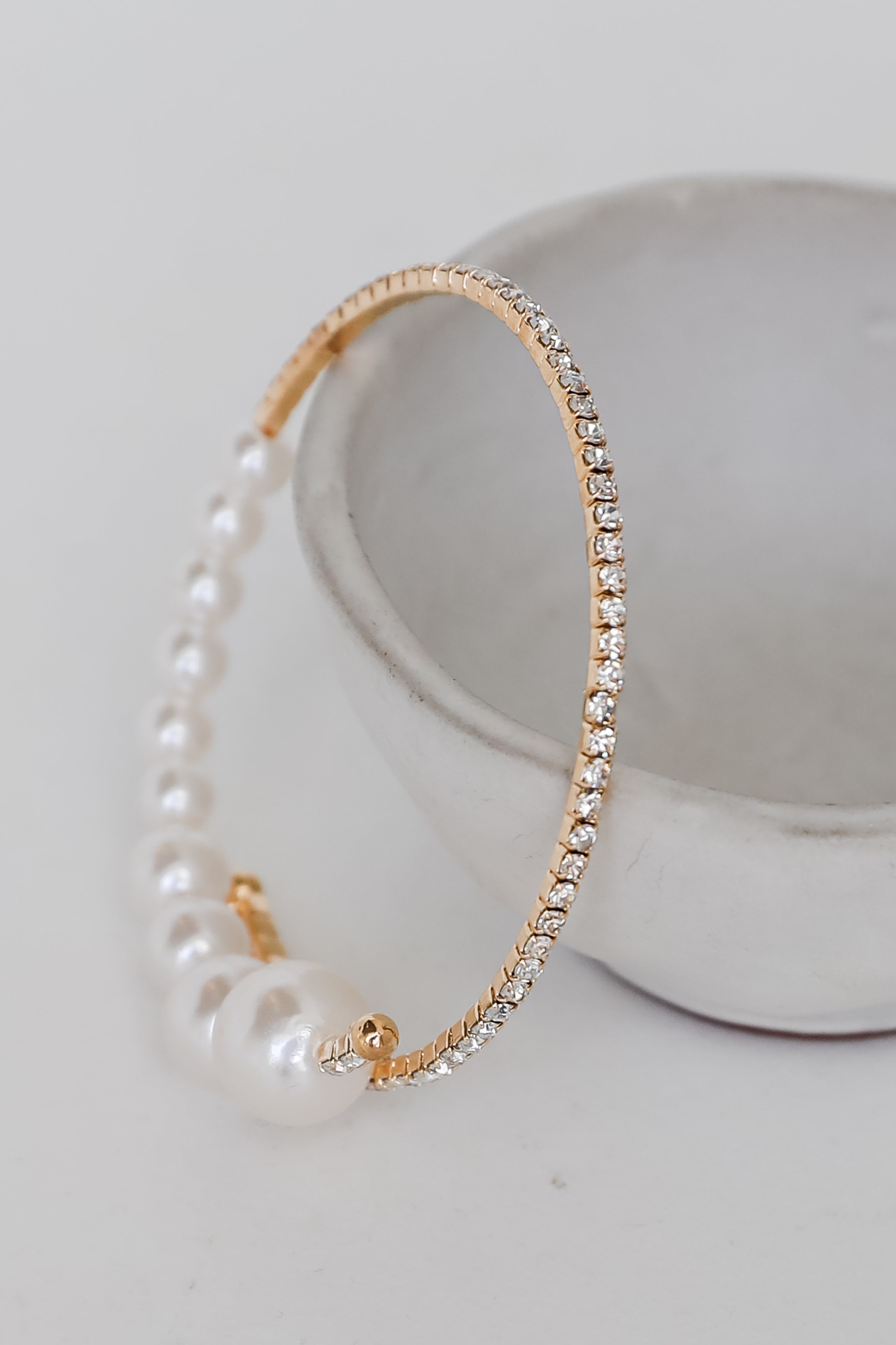 FINAL SALE - Emilee Gold Rhinestone + Pearl Bracelet