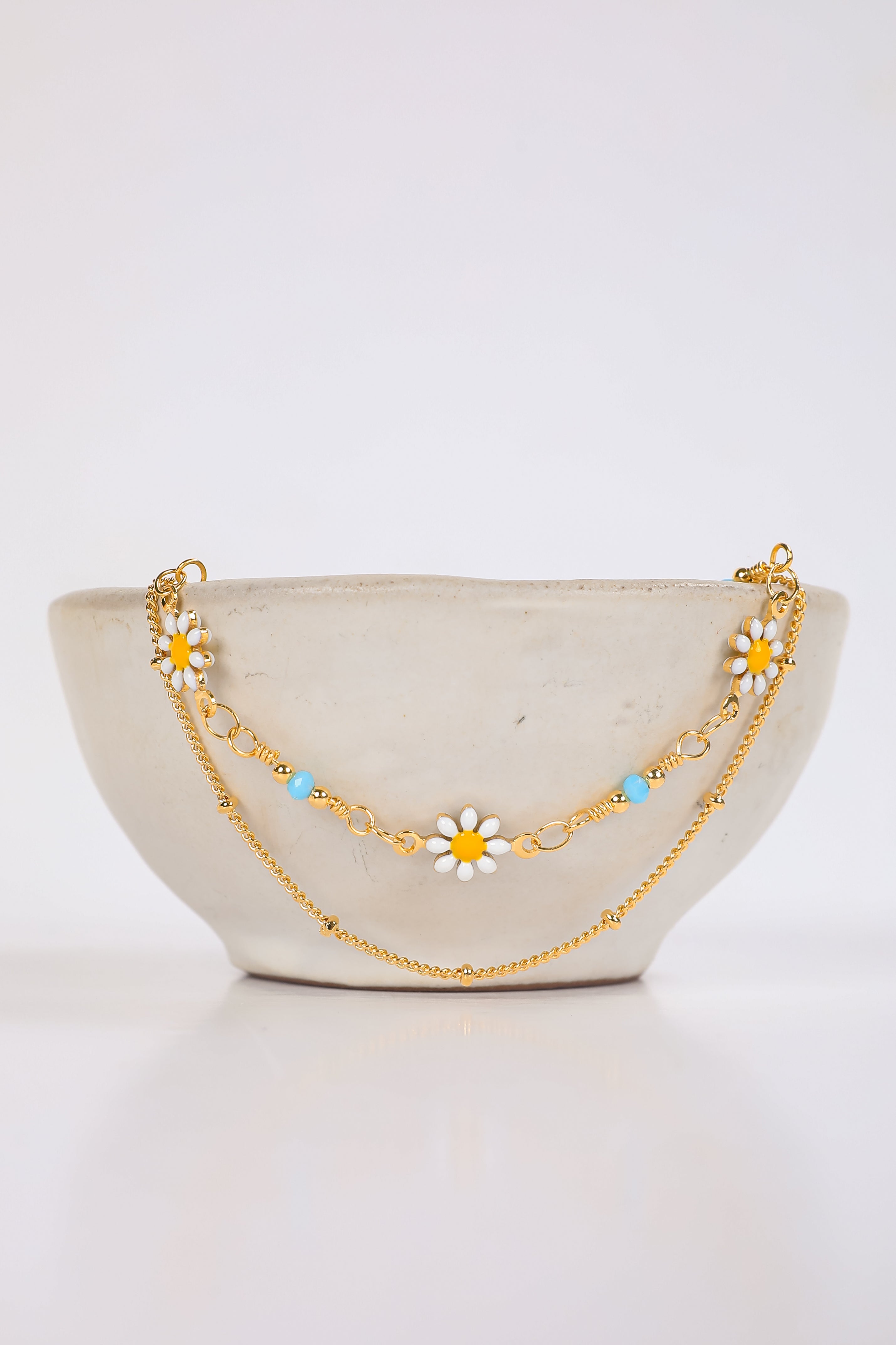 Harper Gold Flower Layered Chain Bracelet