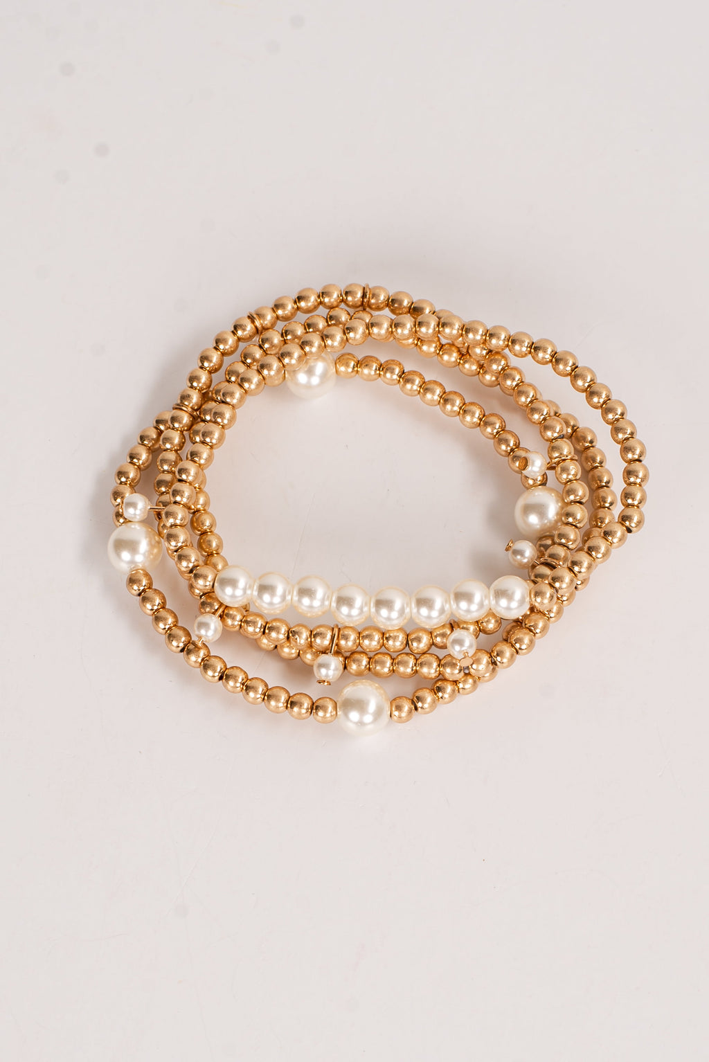 Brittany Gold Pearl Beaded Bracelet Set