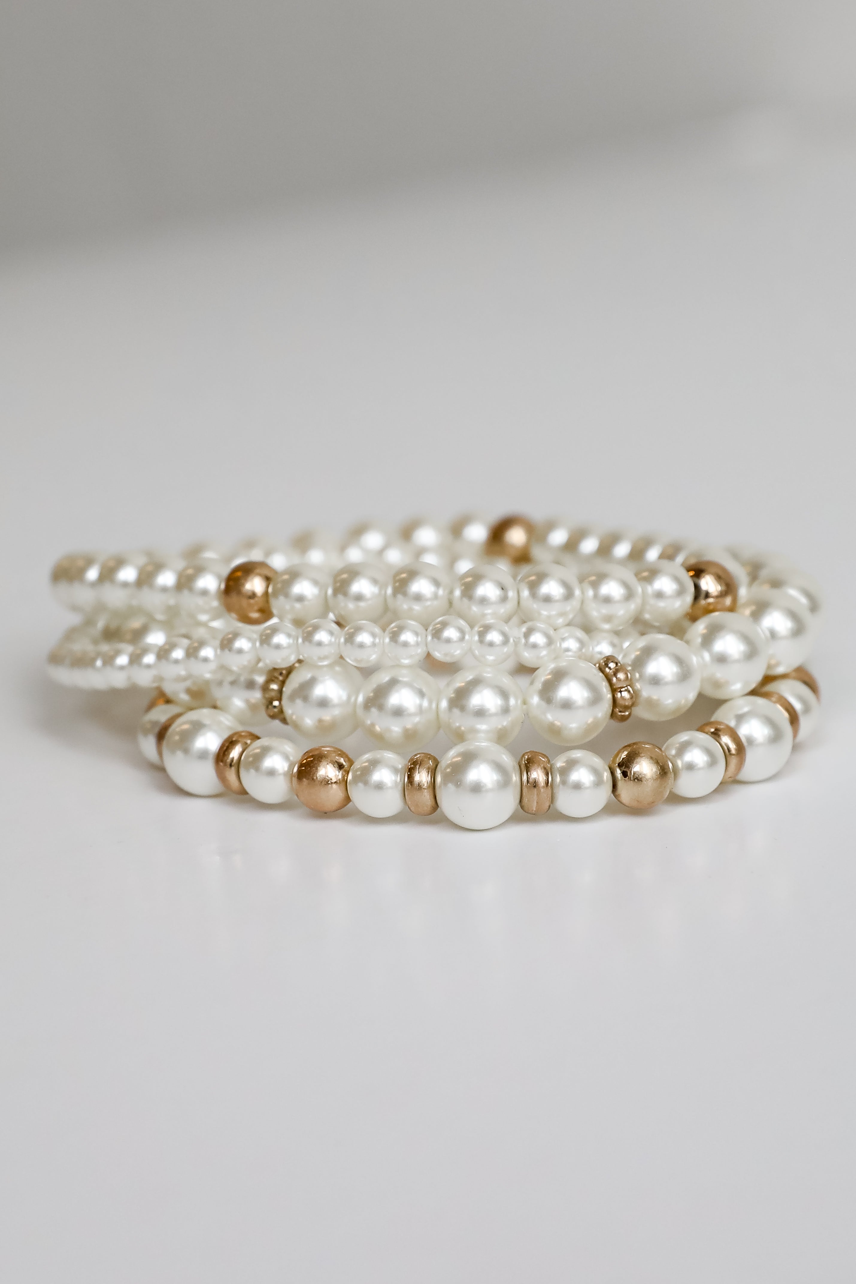 Aurora Gold Pearl Bracelet Set