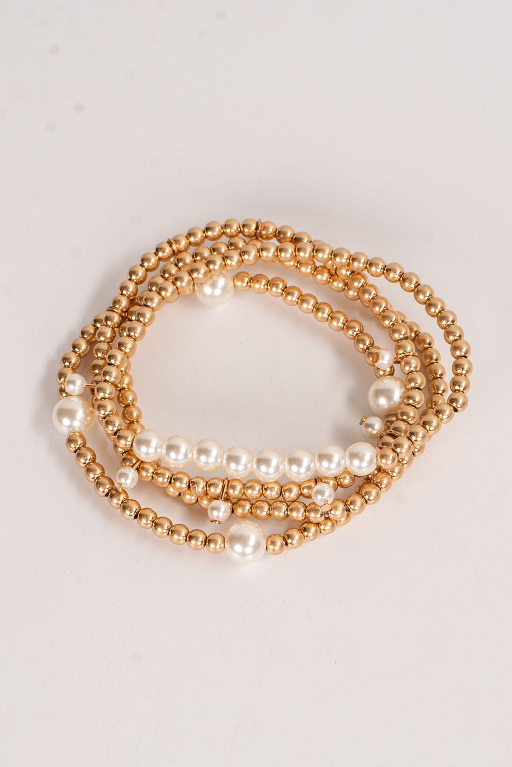Brittany Gold Pearl Beaded Bracelet Set